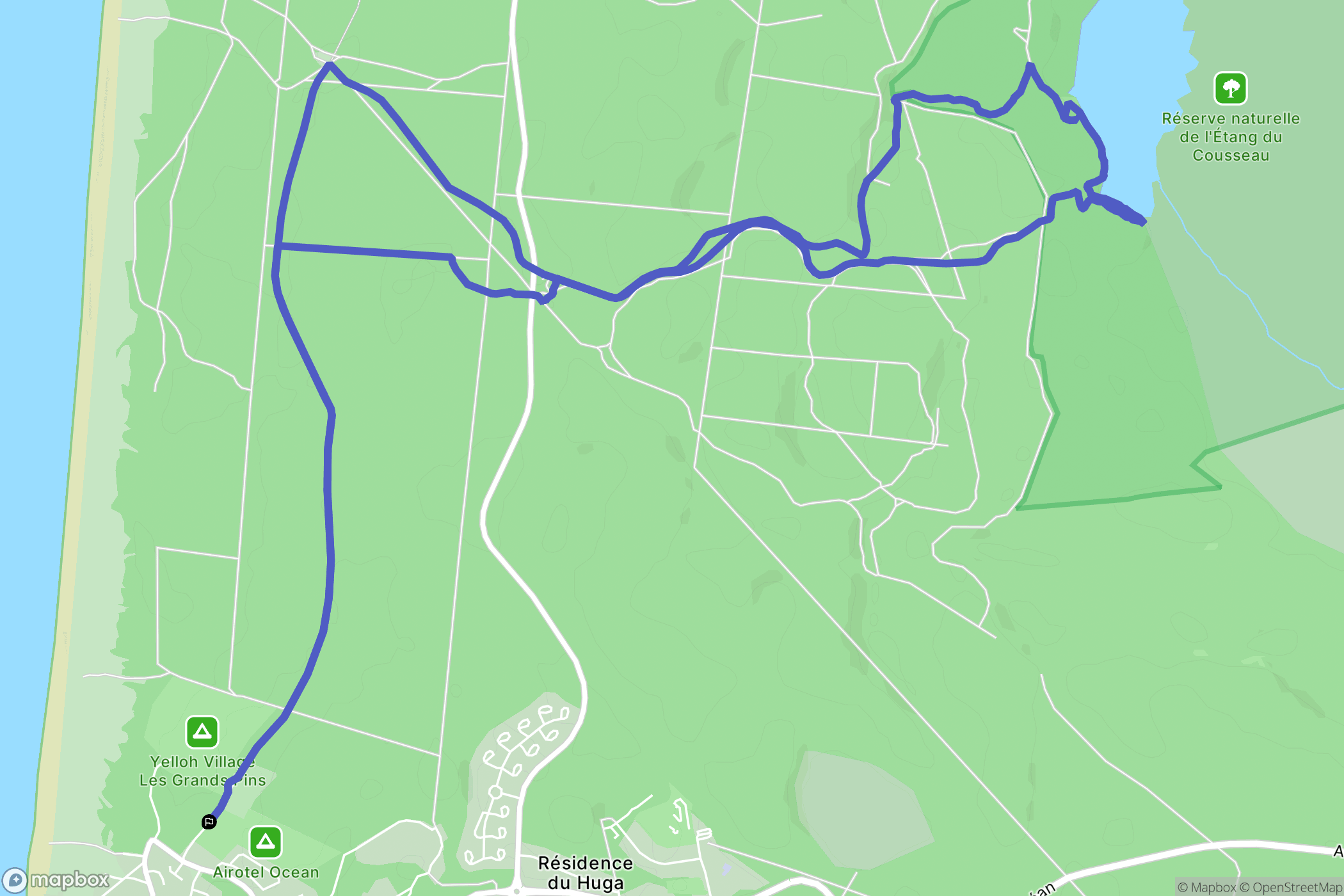 Lacanau : carte du parcours de randonnée - France