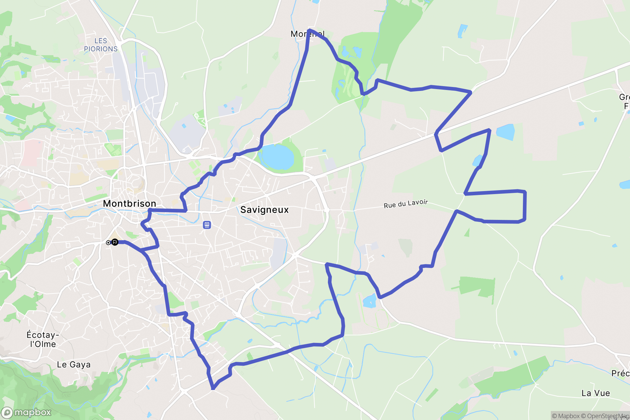 Montbrison : carte du parcours de randonnée - France