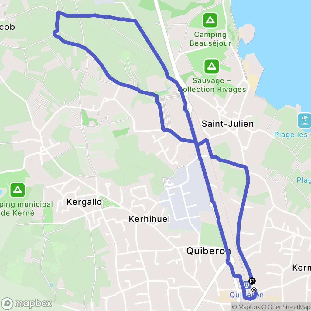 Quiberon : carte du parcours de randonnée - France