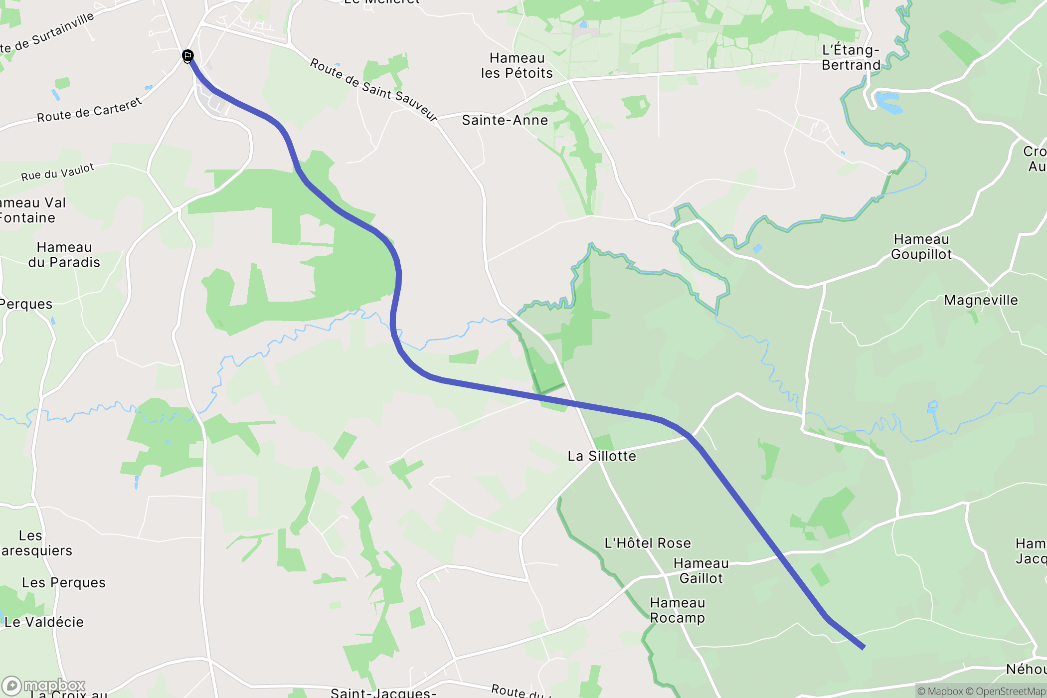 Bricquebec-en-Cotentin : carte du parcours de randonnée - France