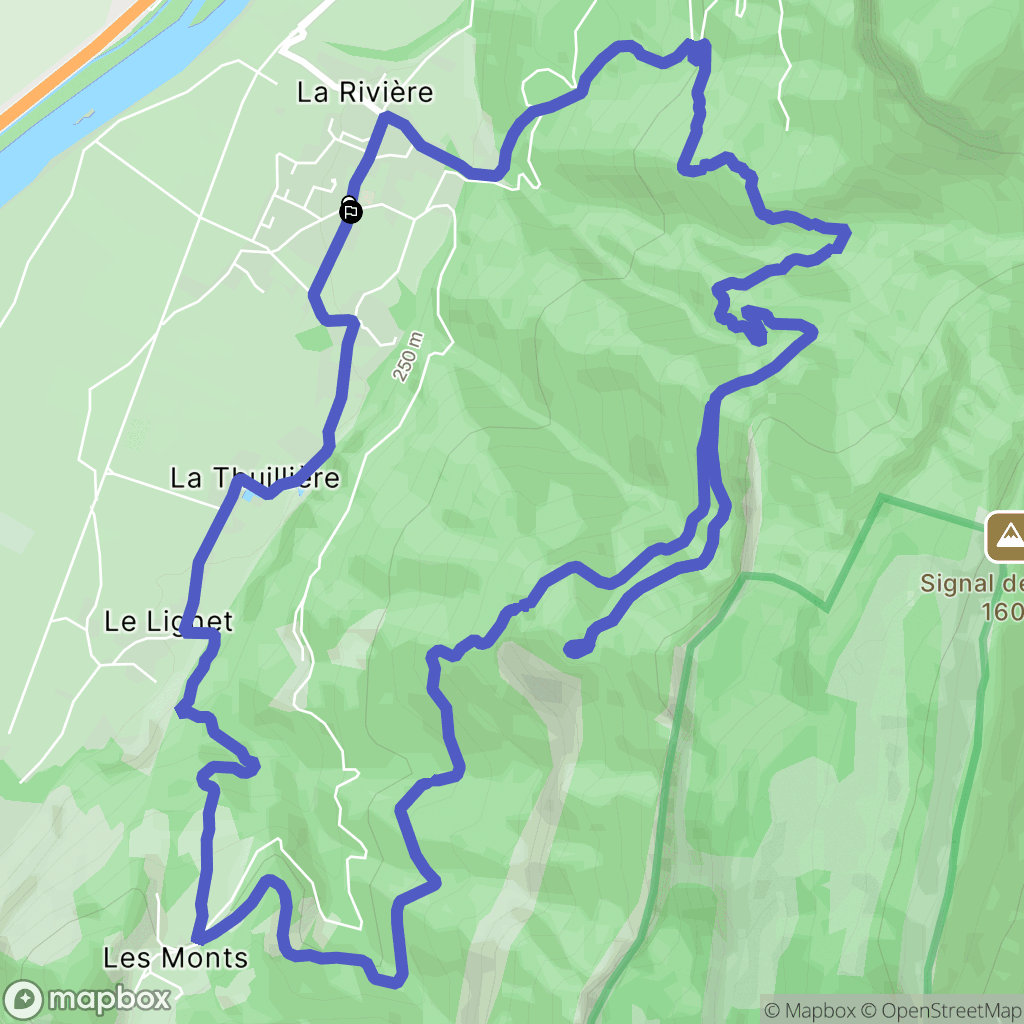 La Rivière : carte du parcours de randonnée - France