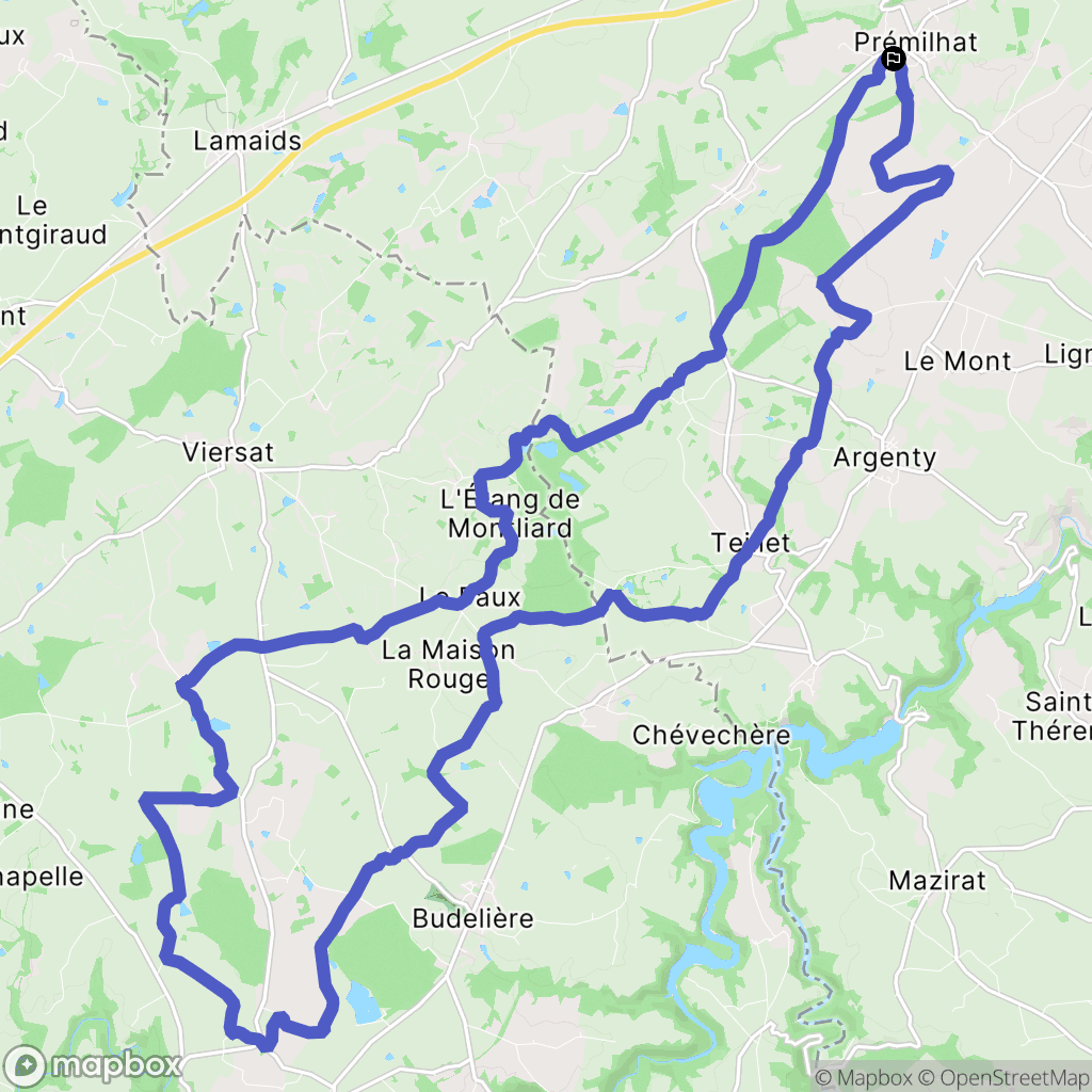 Prémilhat : carte du parcours de randonnée - France