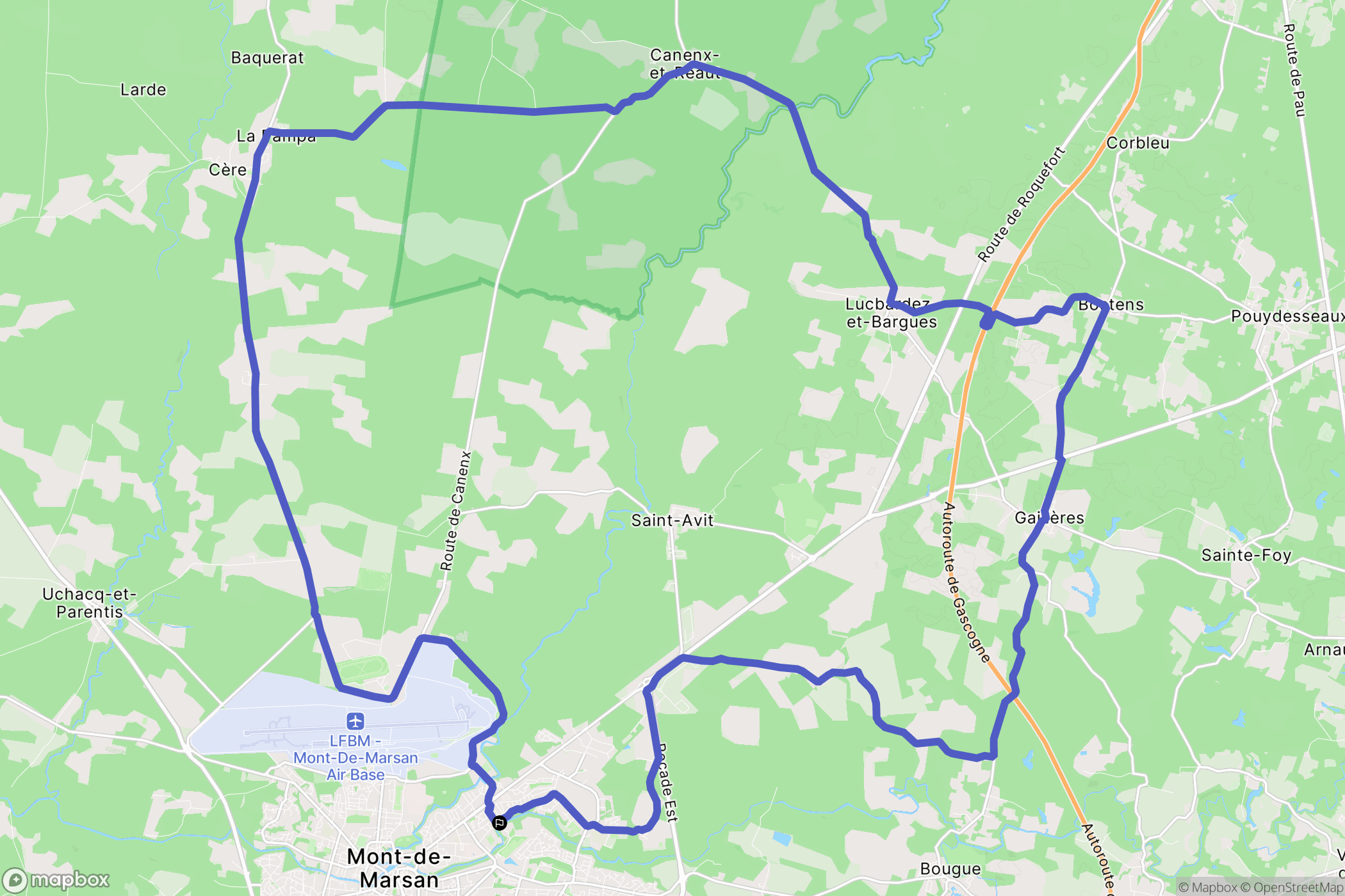 Mont-de-Marsan : carte du parcours de randonnée - France