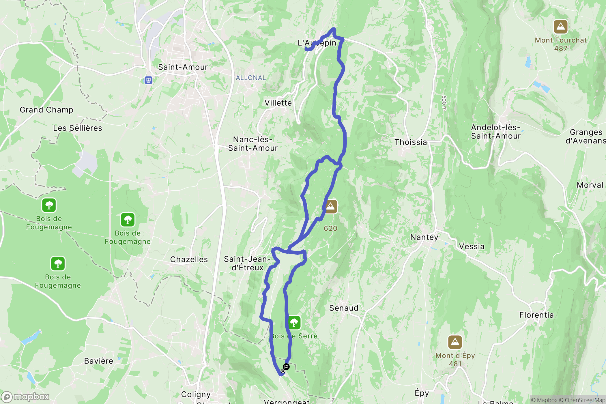Coligny : carte du parcours de randonnée - France