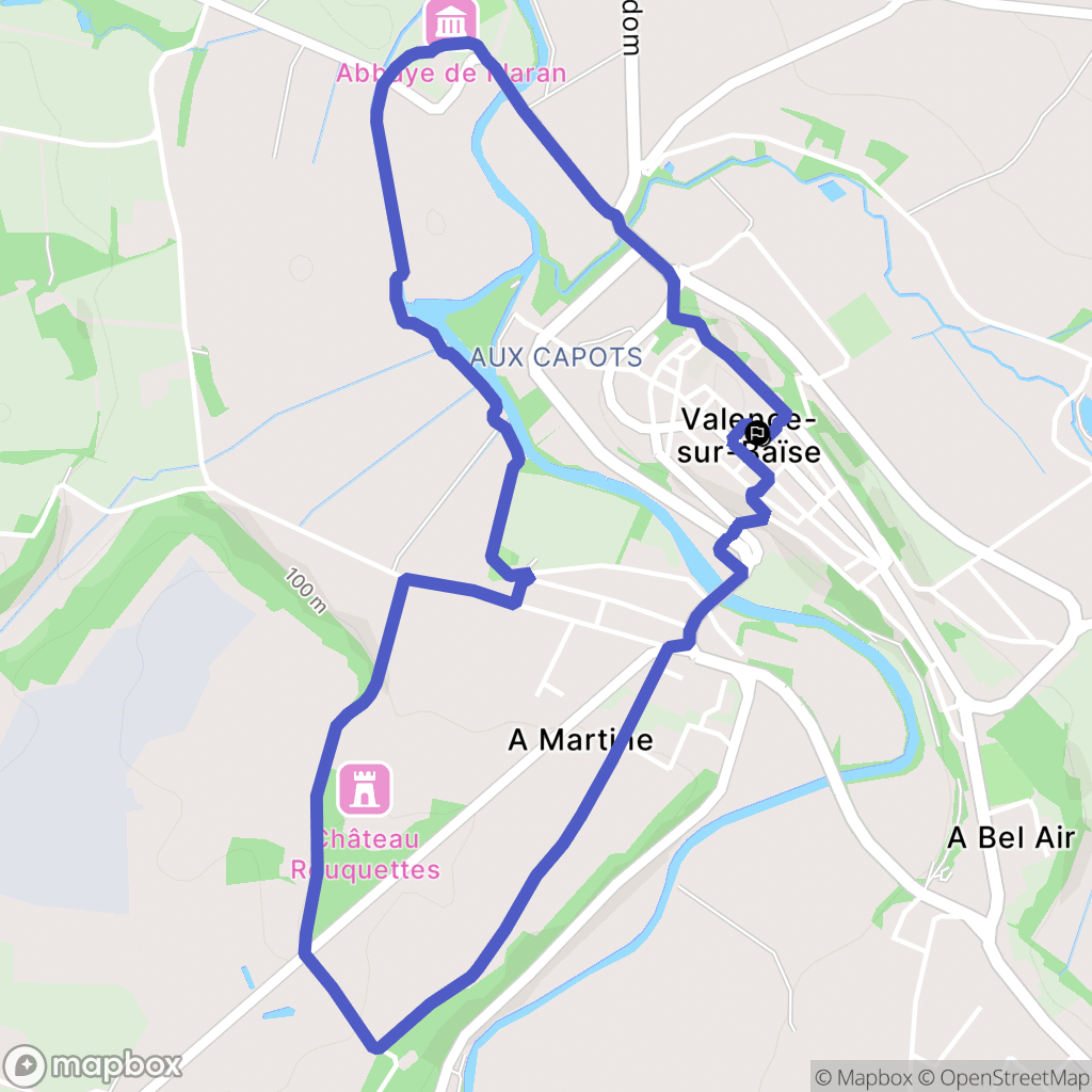 Valence-sur-Baïse : carte du parcours de randonnée - France