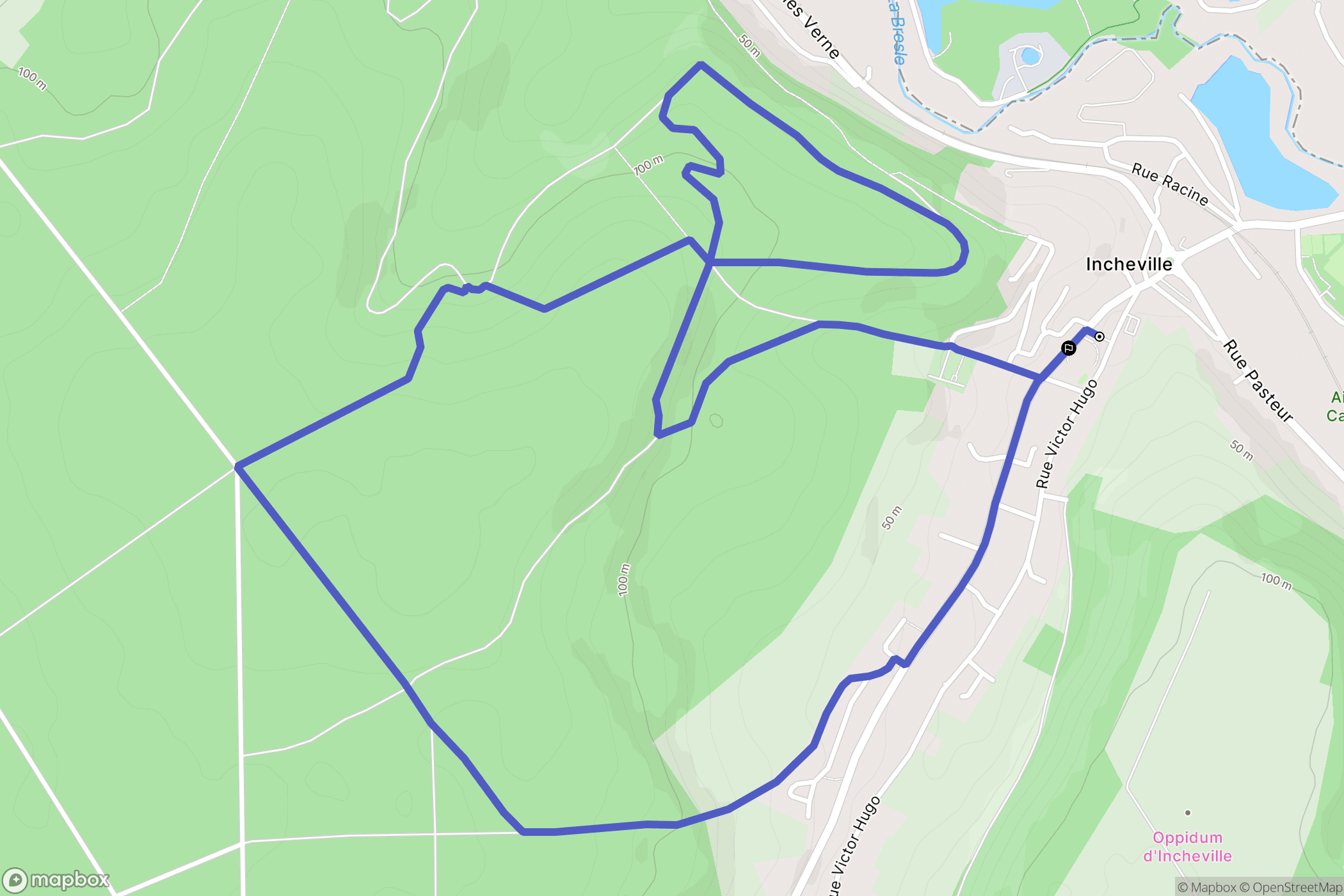Incheville : carte du parcours de randonnée - France
