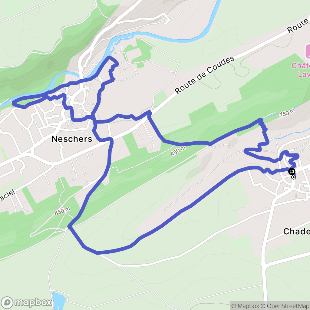 Chadeleuf : carte du parcours de randonnée - France