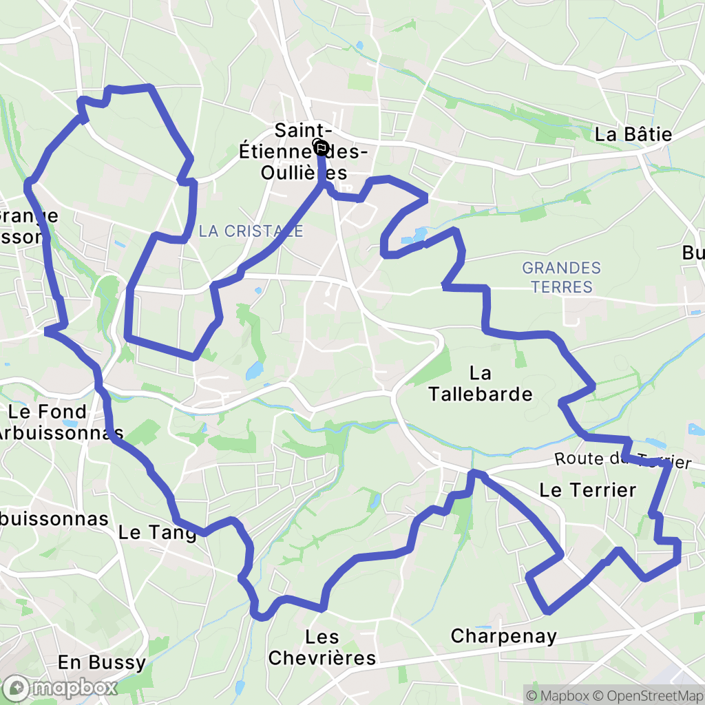 Saint-Étienne-des-Oullières : carte du parcours de randonnée - France