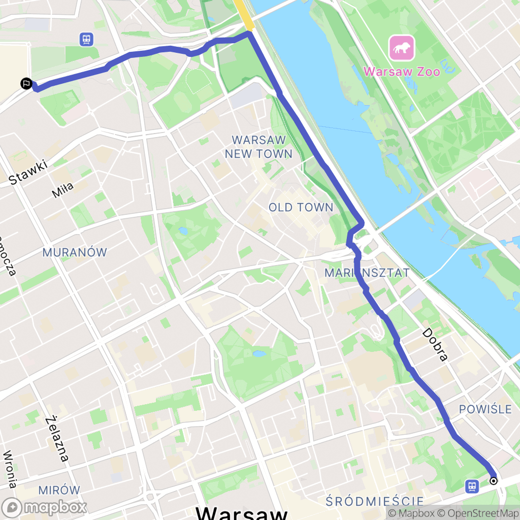 Warszawa: mapa trasy - Poland