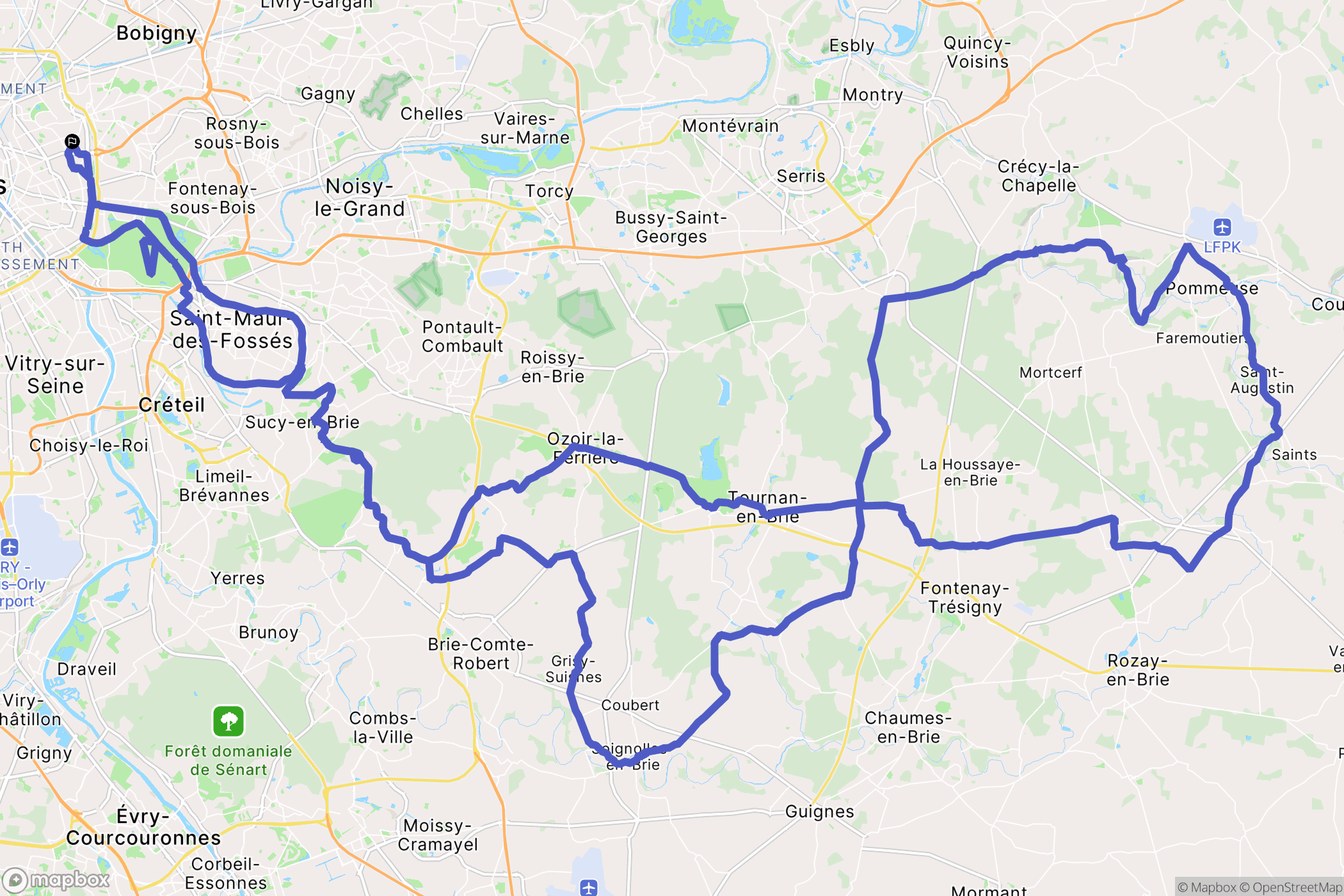 Paris : carte du parcours de randonnée - France
