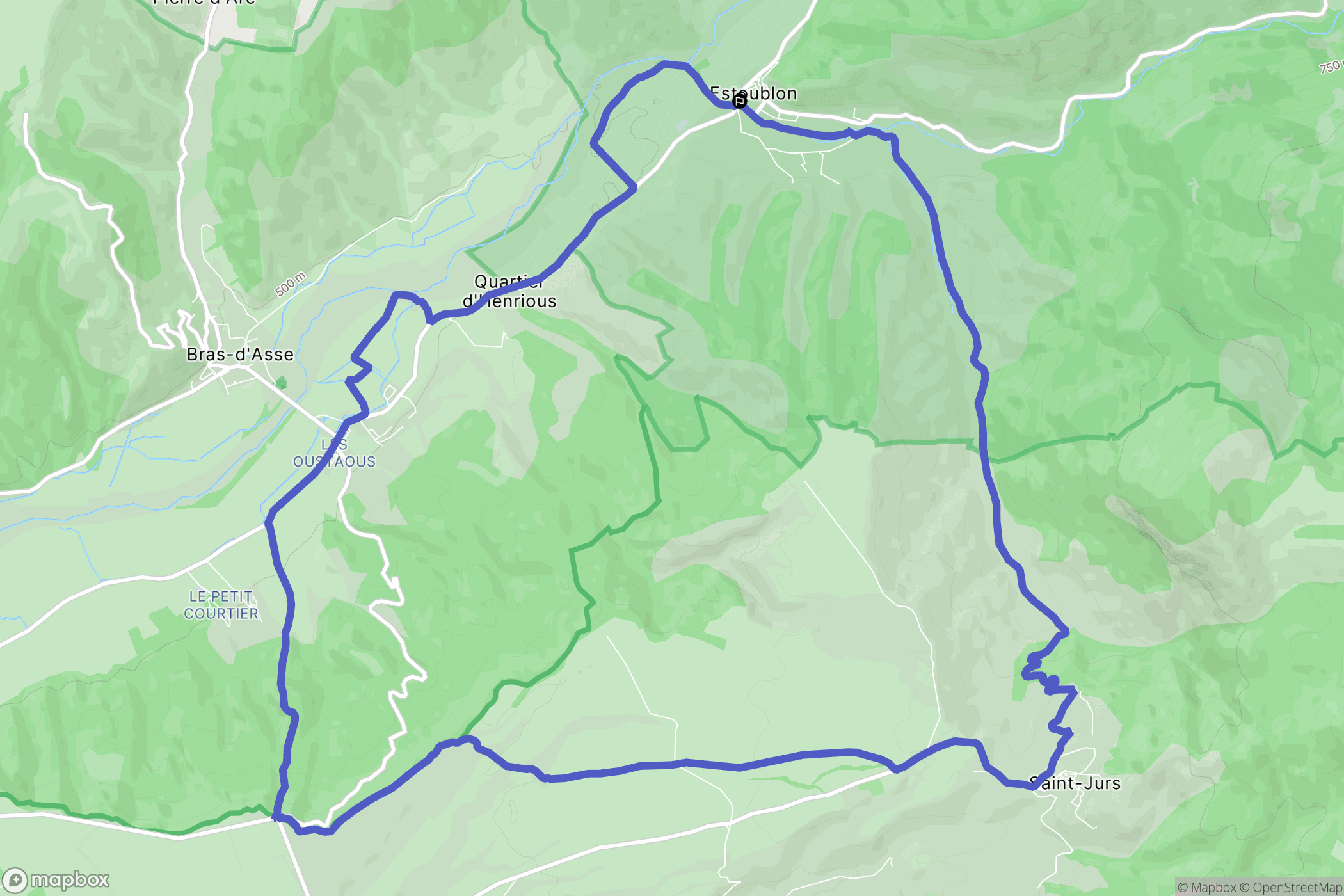 Estoublon : carte du parcours de randonnée - France