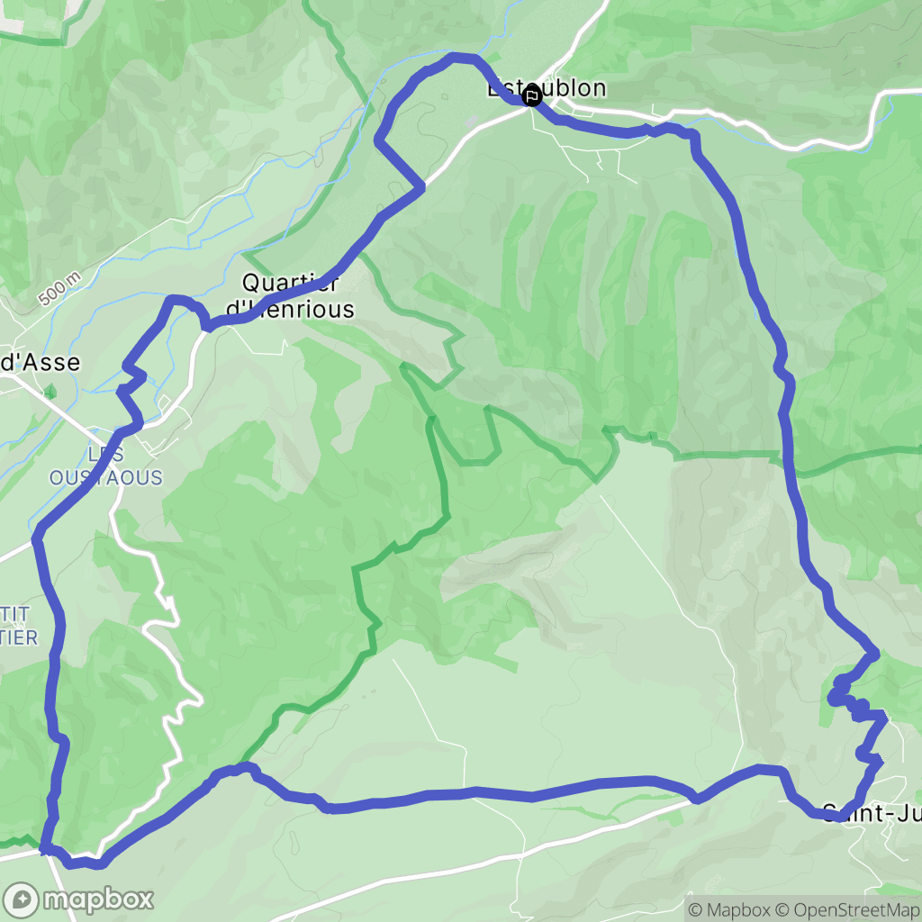 Estoublon : carte du parcours de randonnée - France