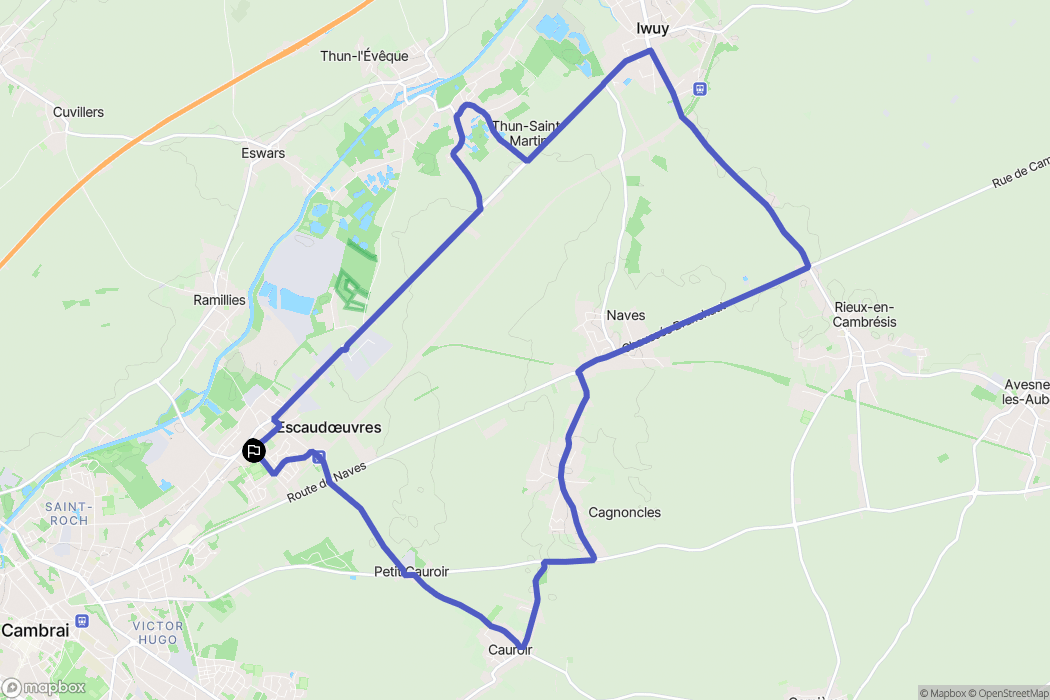 Escaudœuvres : carte du parcours de randonnée - France