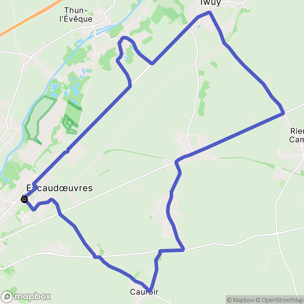 Escaudœuvres : carte du parcours de randonnée - France