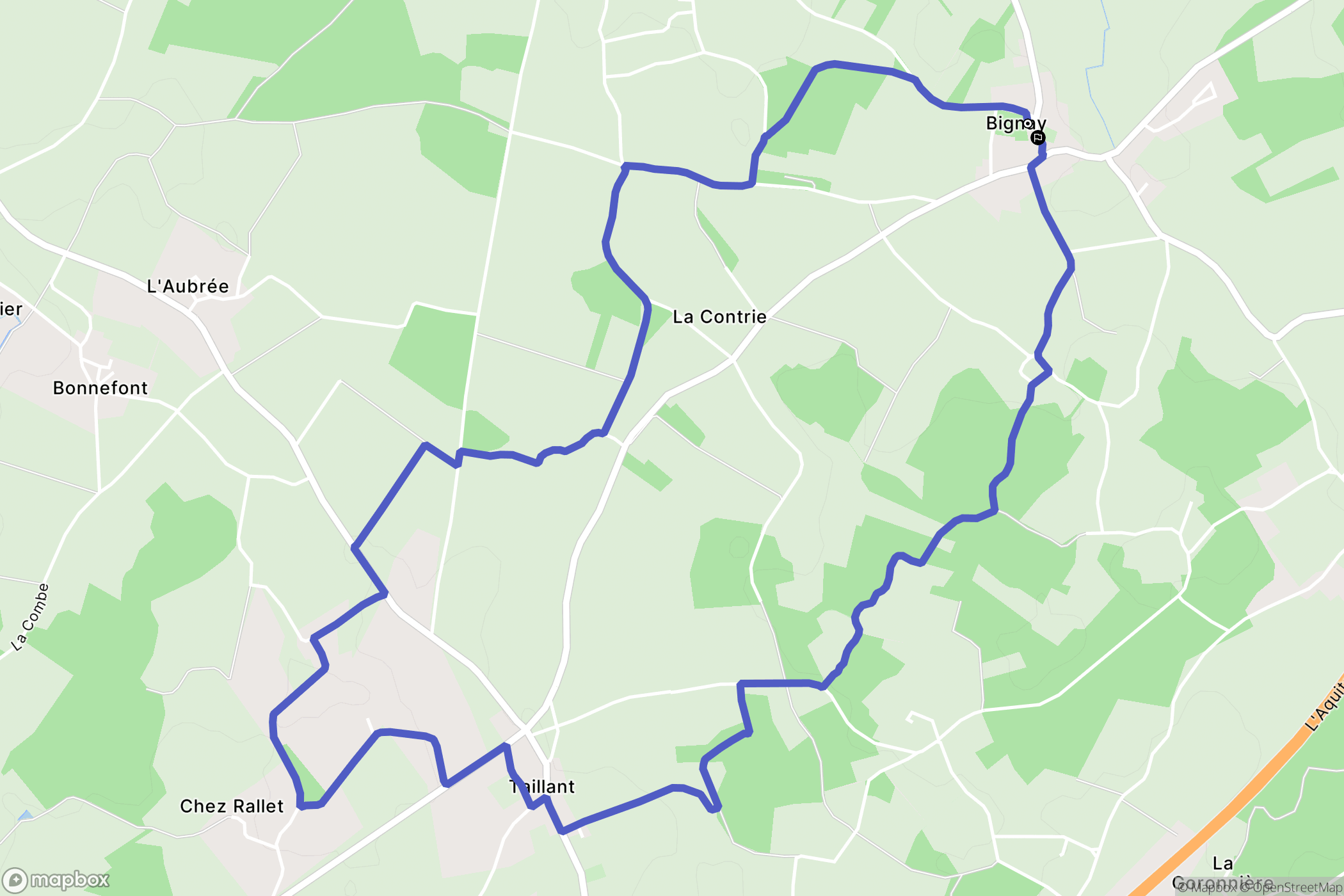 Bignay : carte du parcours de randonnée - France