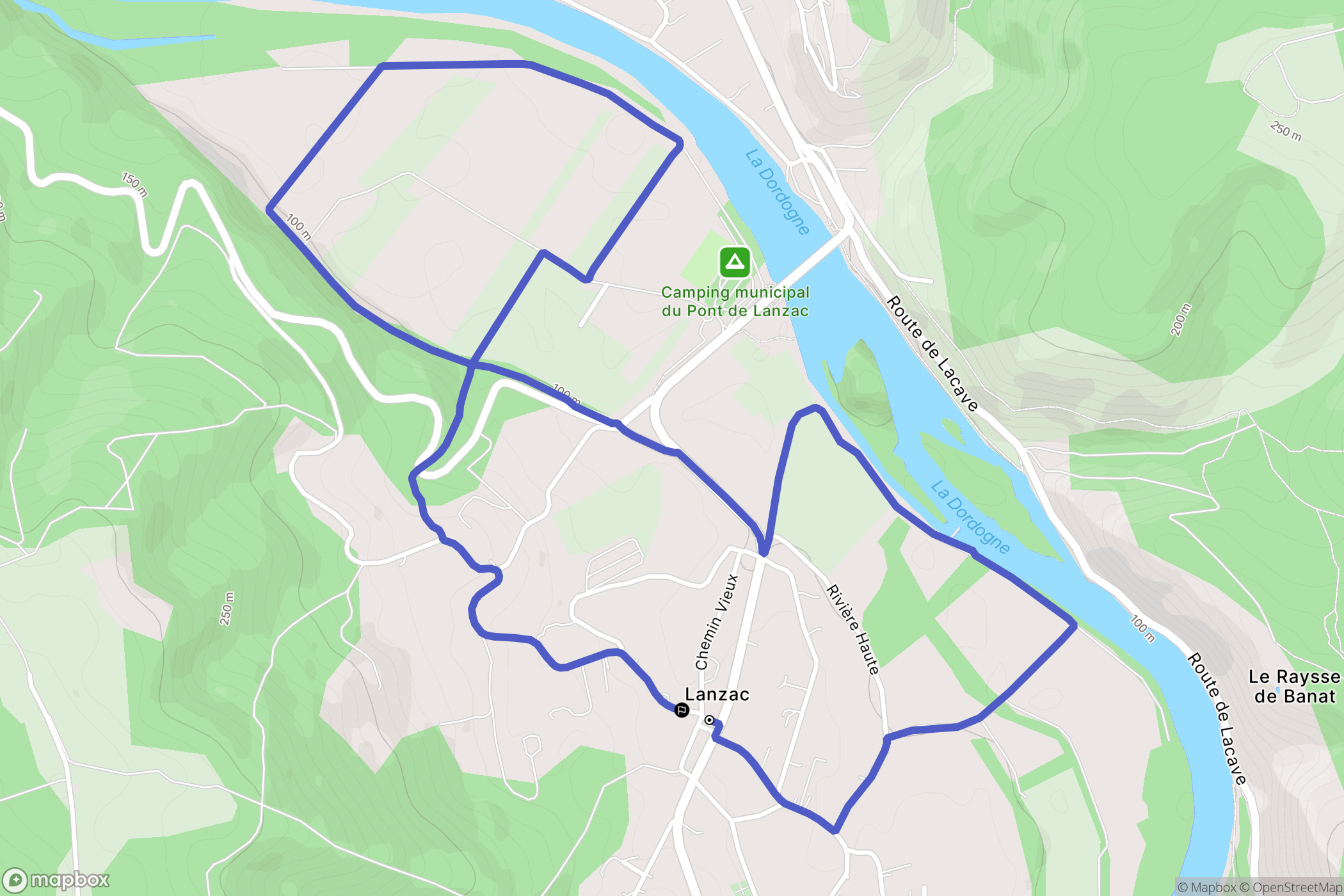 Lanzac : carte du parcours de randonnée - France