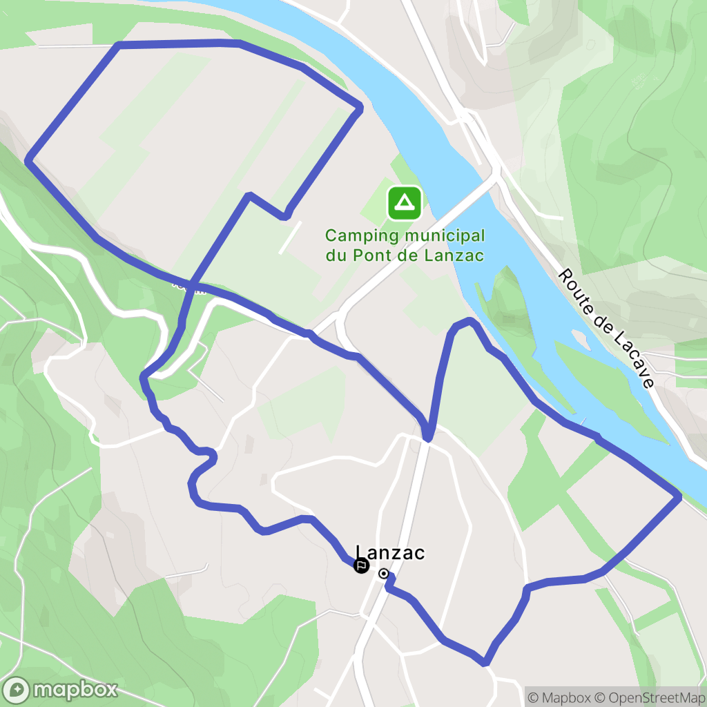 Lanzac : carte du parcours de randonnée - France