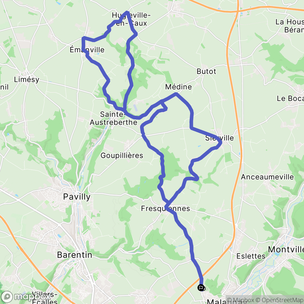 Malaunay : carte du parcours de randonnée - France