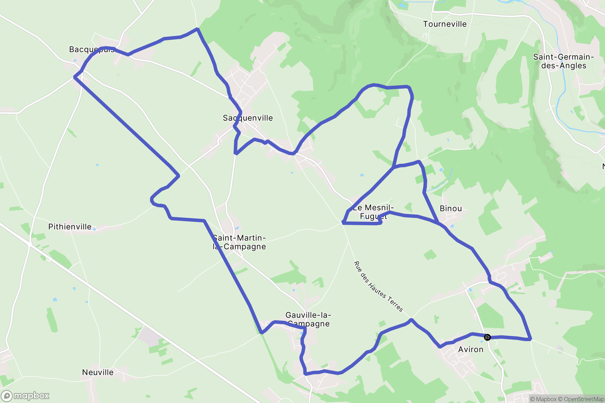 Aviron : carte du parcours de randonnée - France