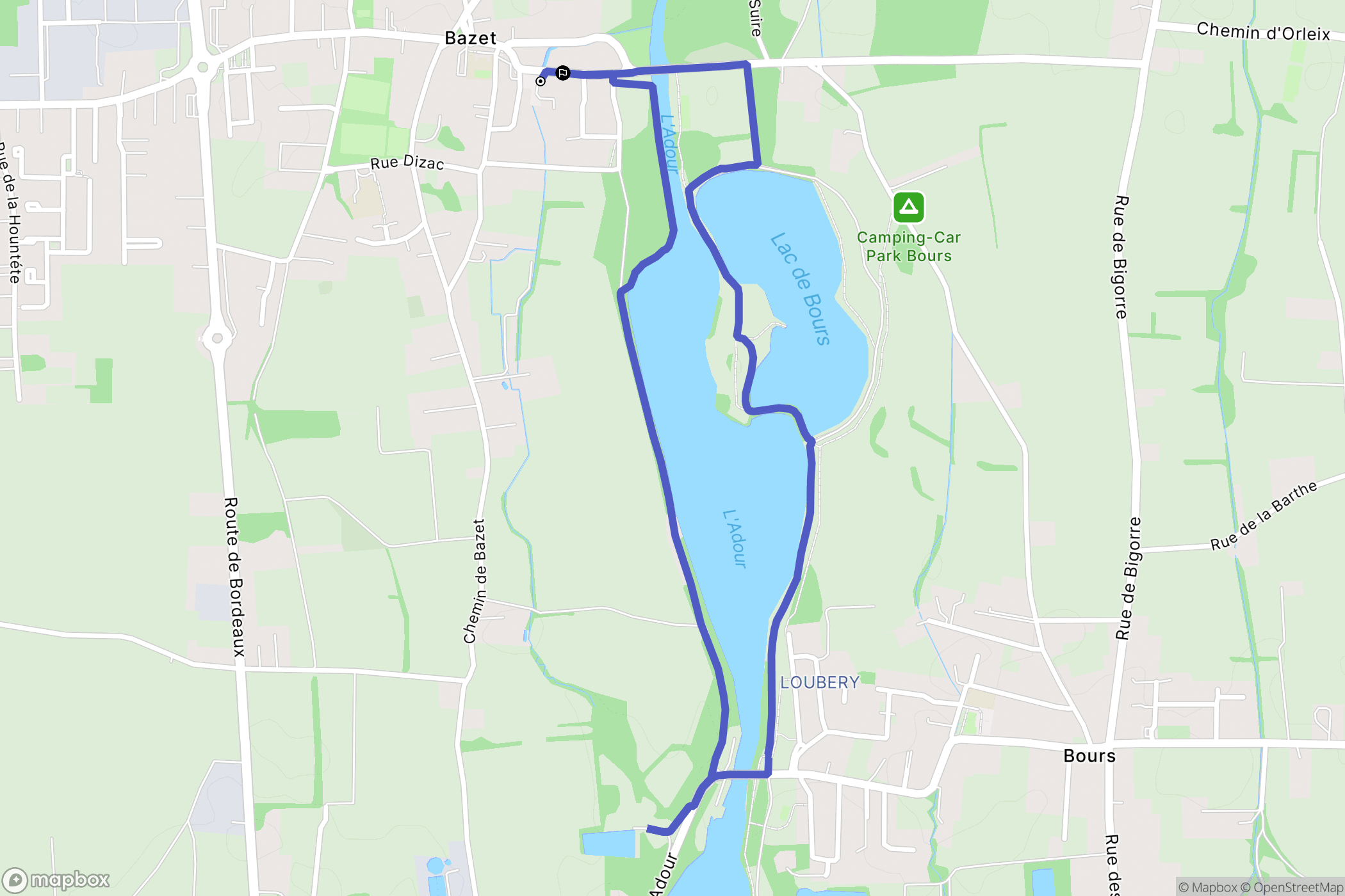 Bazet : carte du parcours de randonnée - France