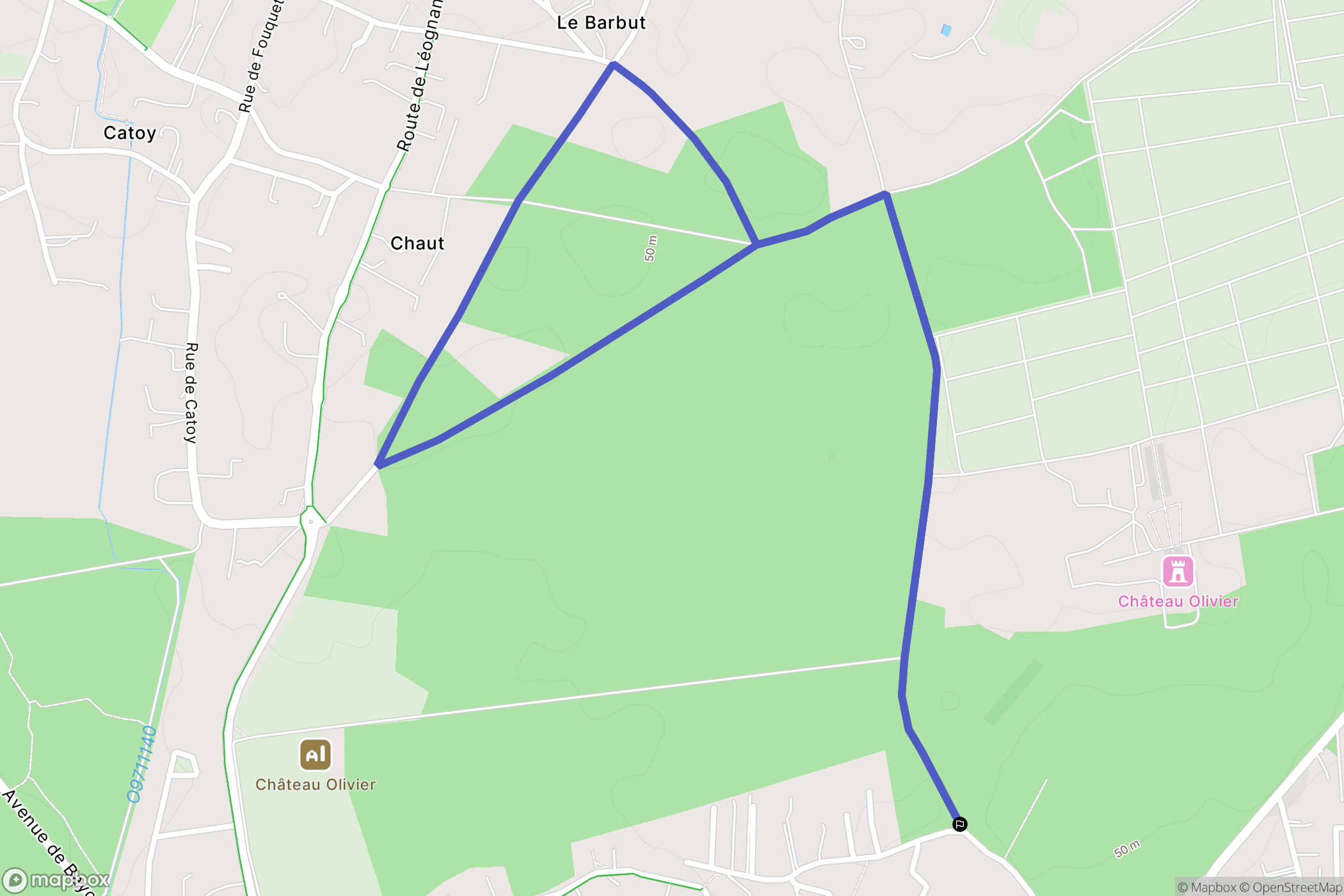 Léognan : carte du parcours de randonnée - France