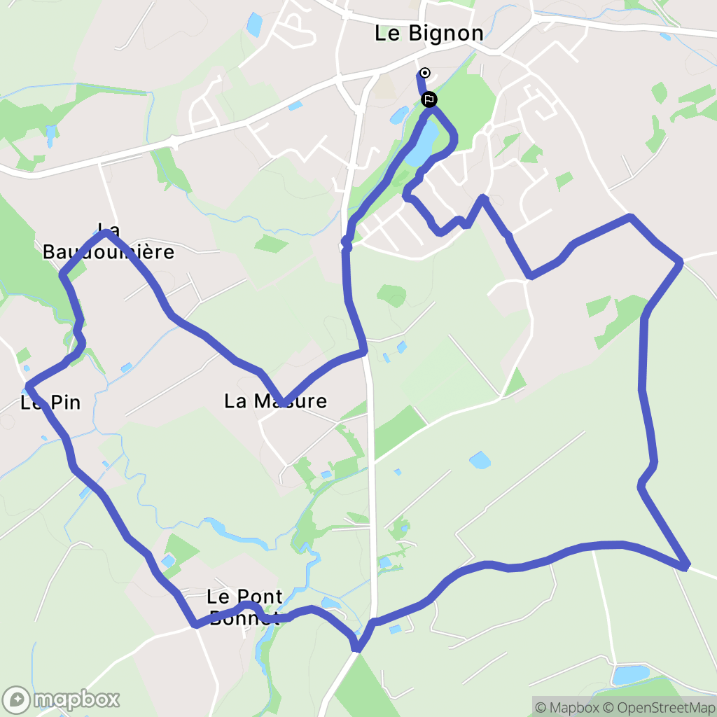 Le Bignon : carte du parcours de randonnée - France