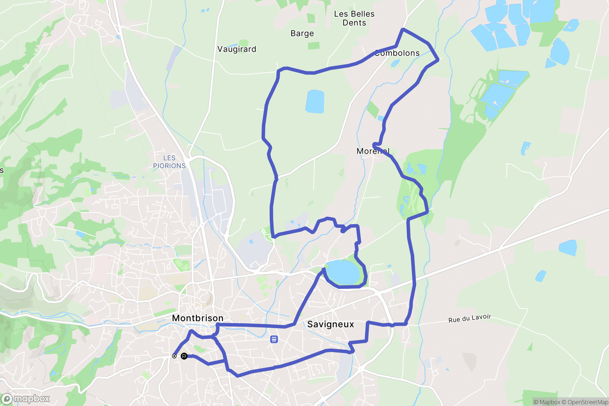 Montbrison : carte du parcours de randonnée - France