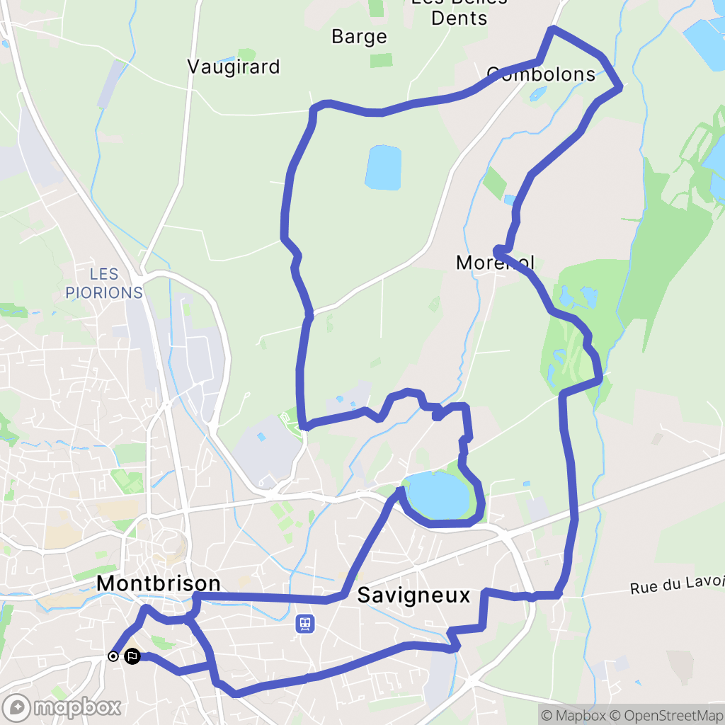 Montbrison : carte du parcours de randonnée - France