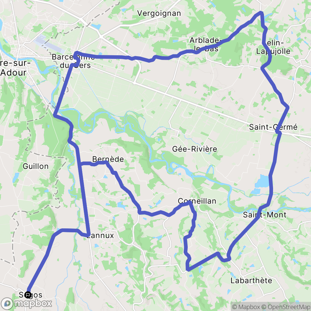 Ségos : carte du parcours de randonnée - France