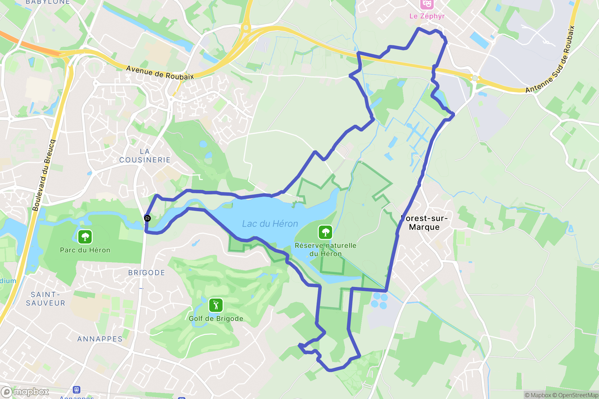 Villeneuve-d'Ascq : carte du parcours de randonnée - France