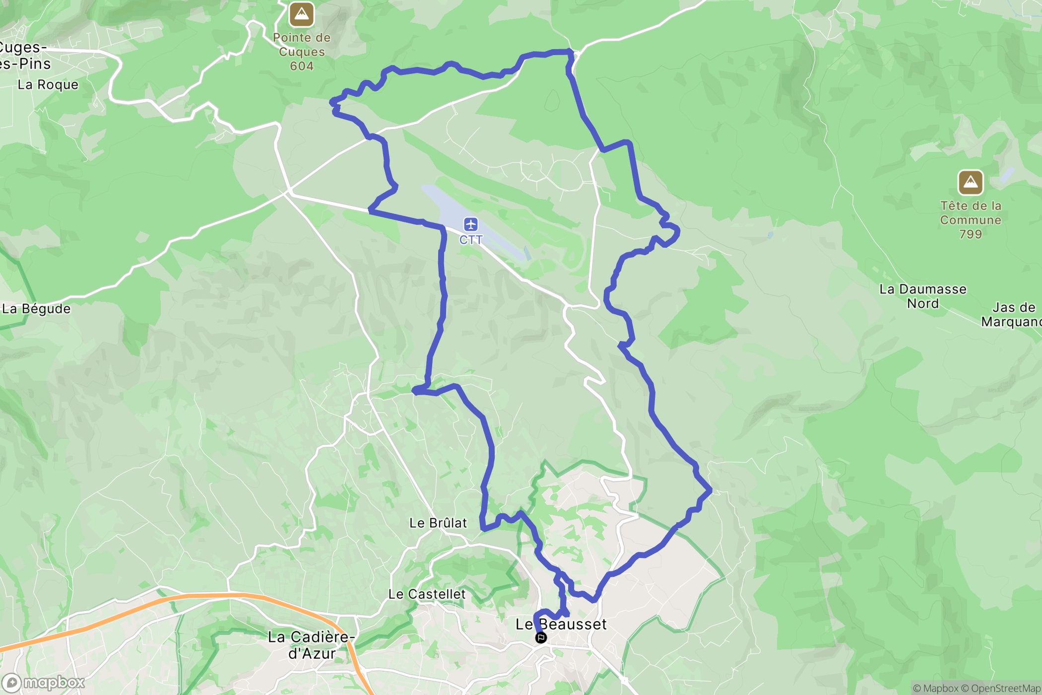 Le Beausset : carte du parcours de randonnée - France