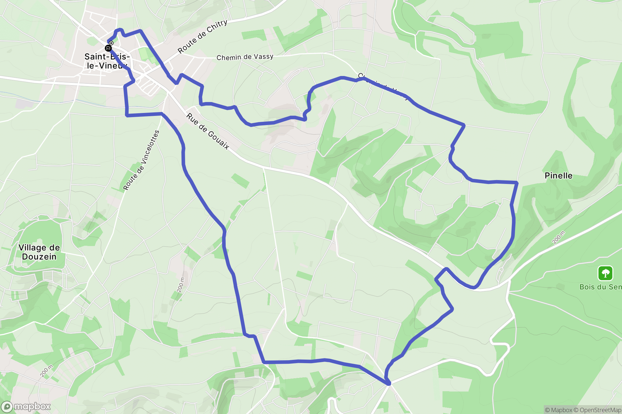 Saint-Bris-le-Vineux : carte du parcours de randonnée - France