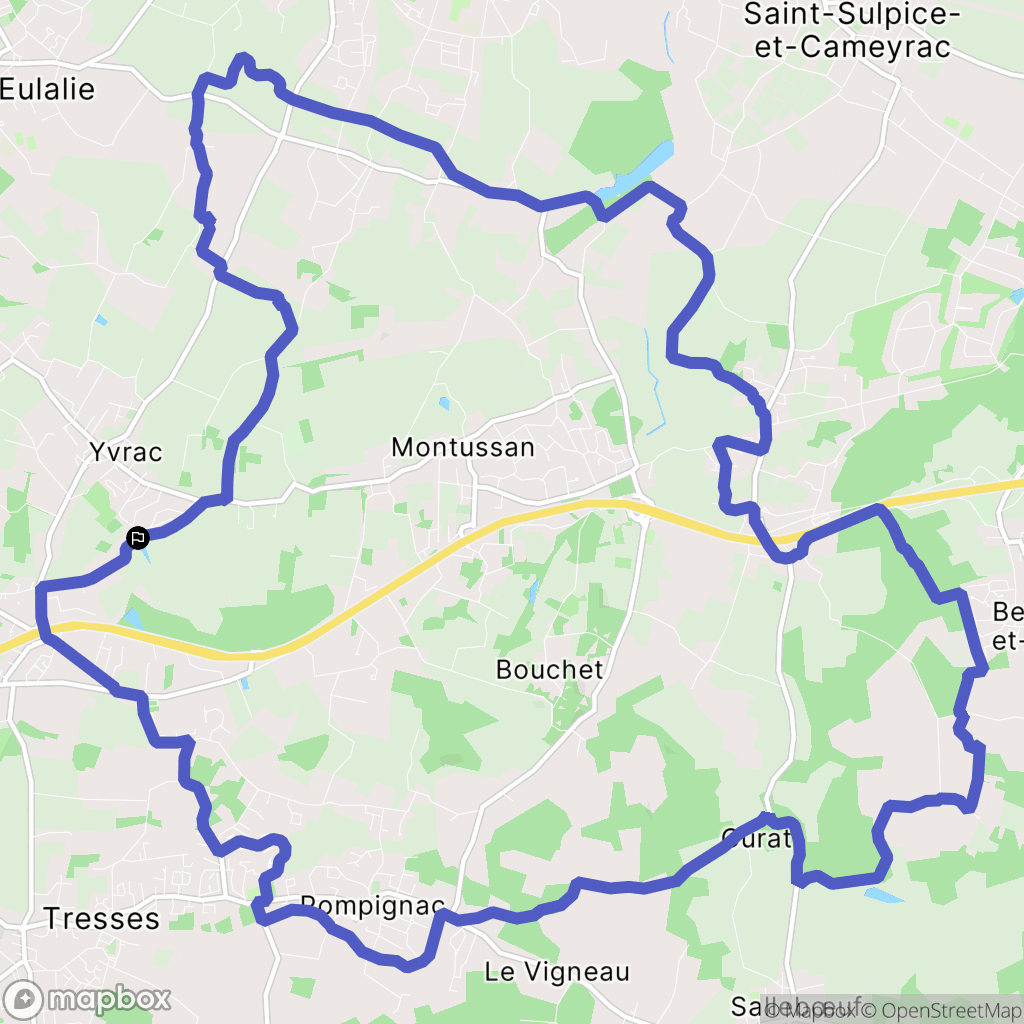Yvrac : carte du parcours de randonnée - France