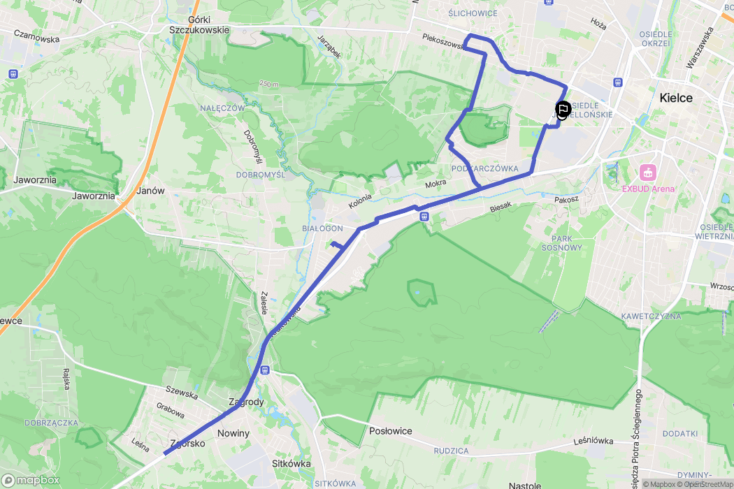 Kielce: mapa trasy - Poland