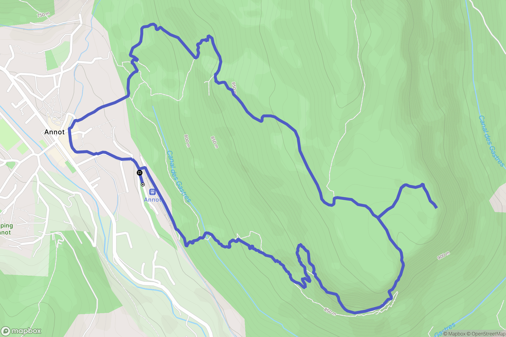 Annot : carte du parcours de randonnée - France