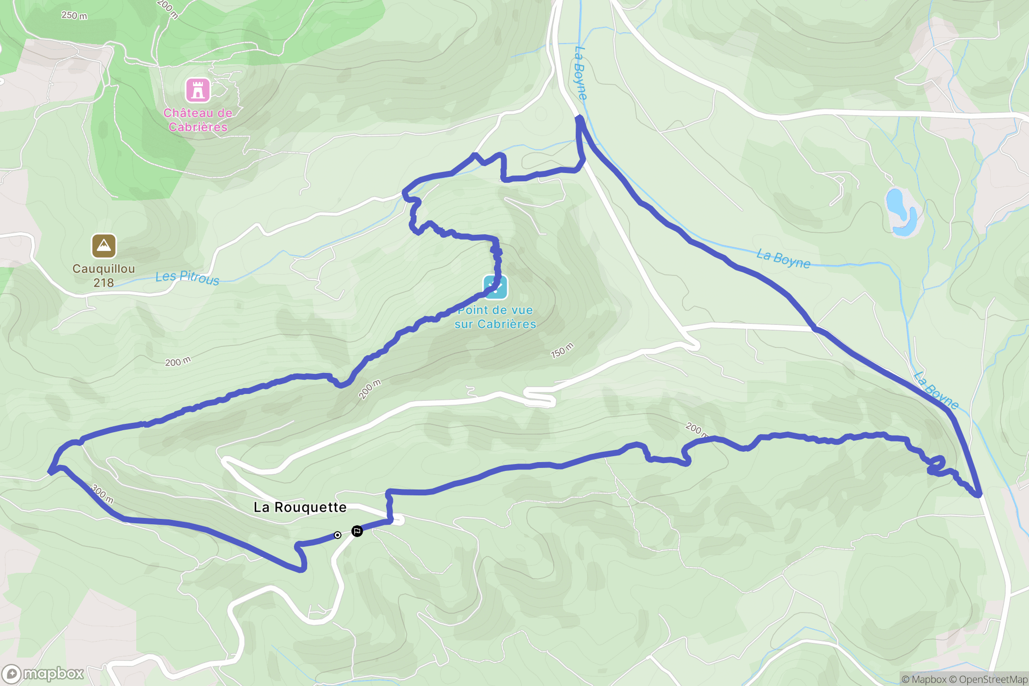 Cabrières : carte du parcours de randonnée - France