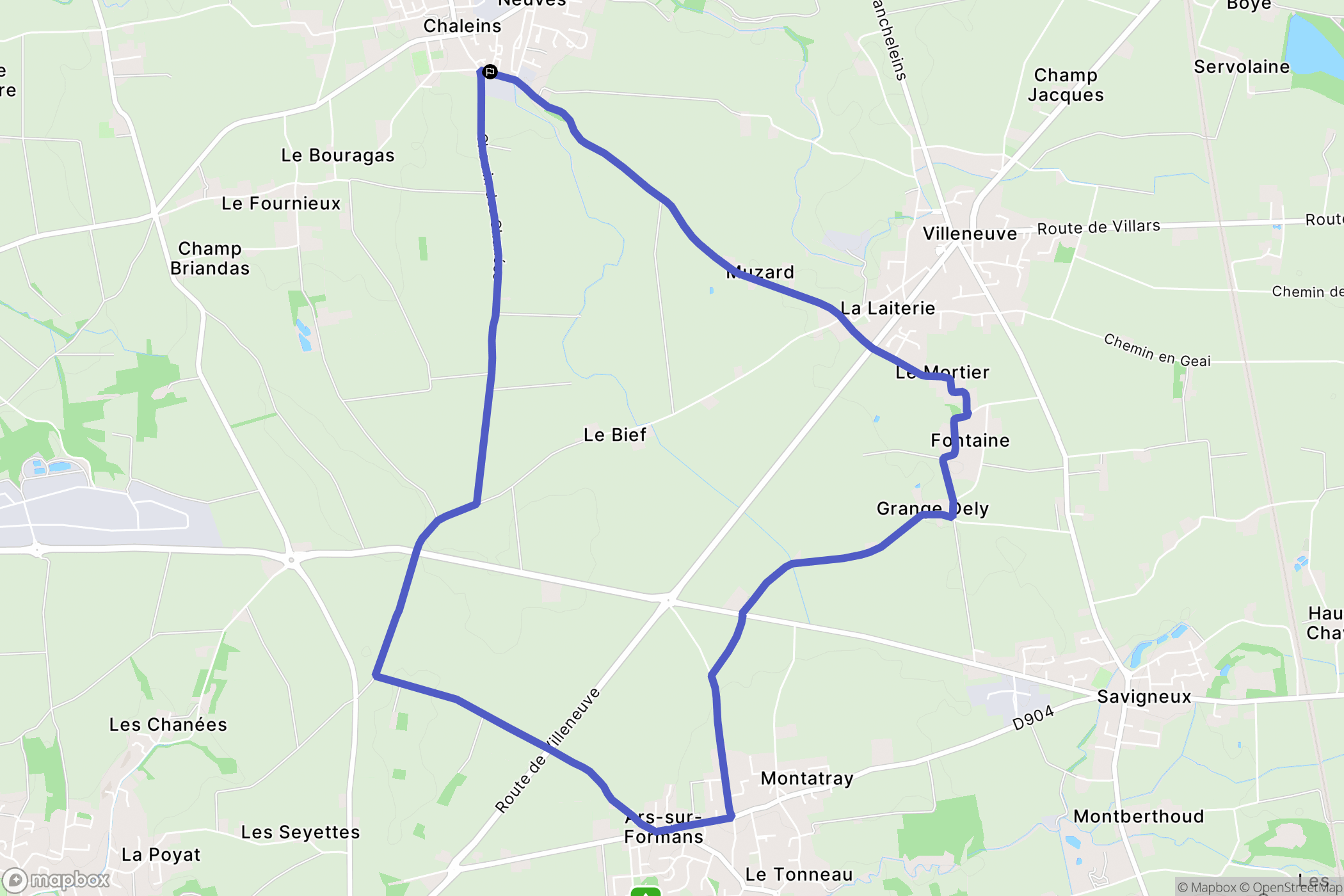 Chaleins : carte du parcours de randonnée - France