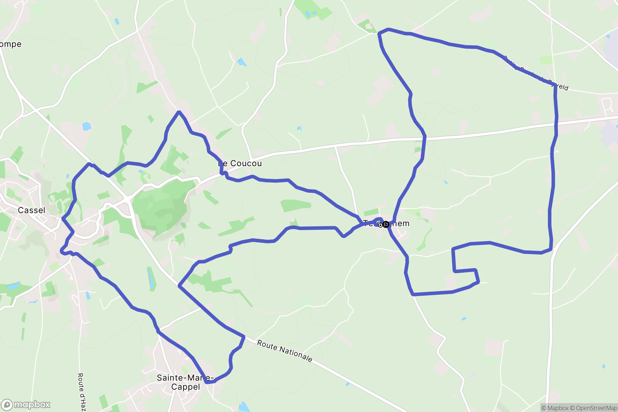 Terdeghem : carte du parcours de randonnée - France