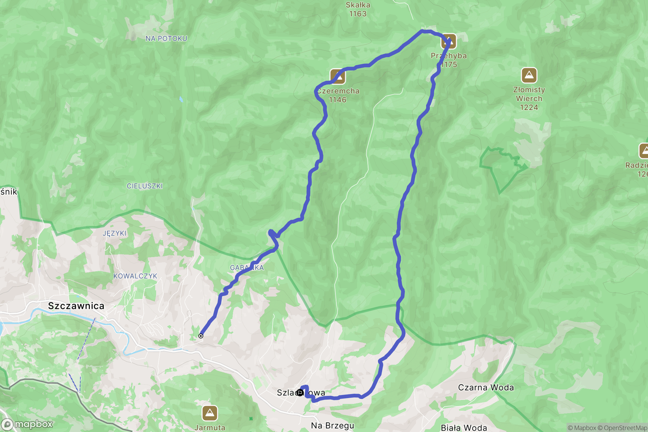 Szczawnica: mapa trasy - Poland