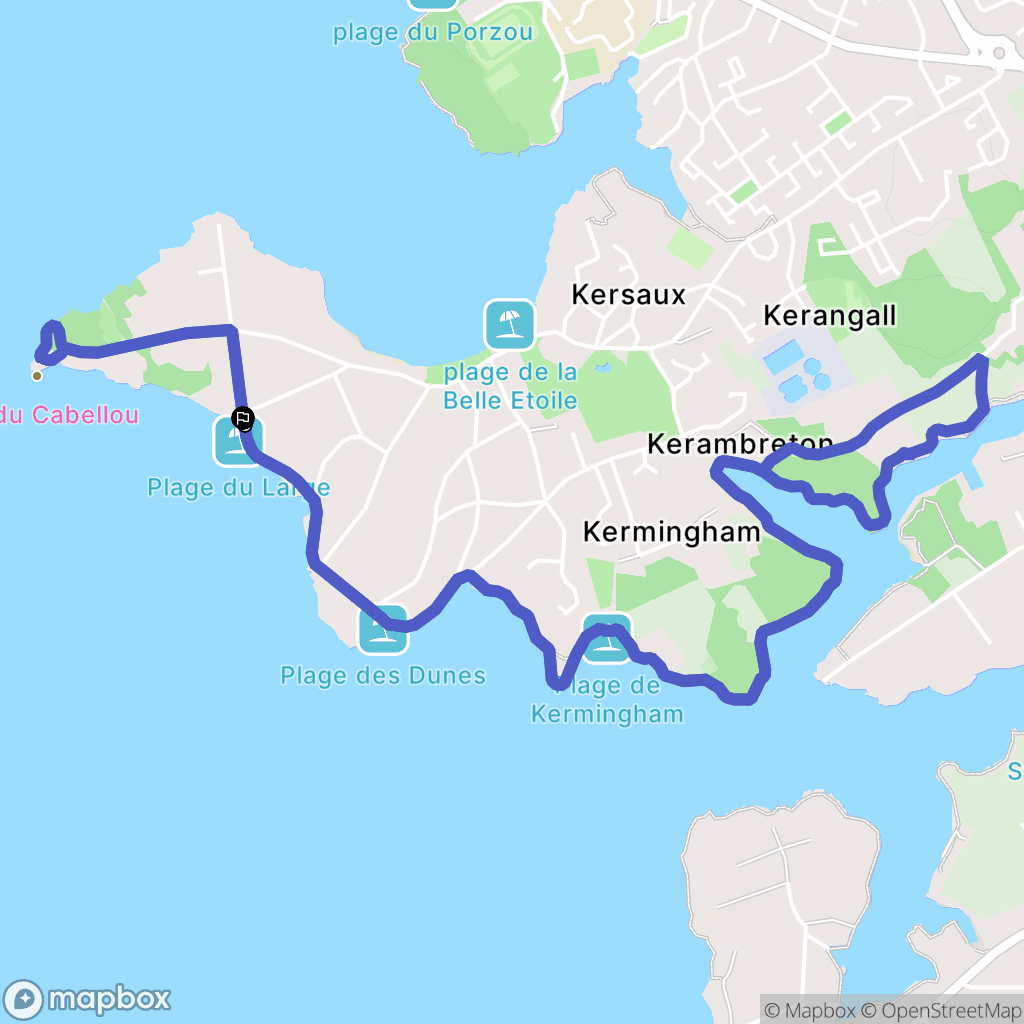 Concarneau : carte du parcours de randonnée - France