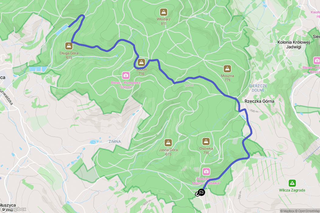 Głuszyca: mapa trasy - Poland