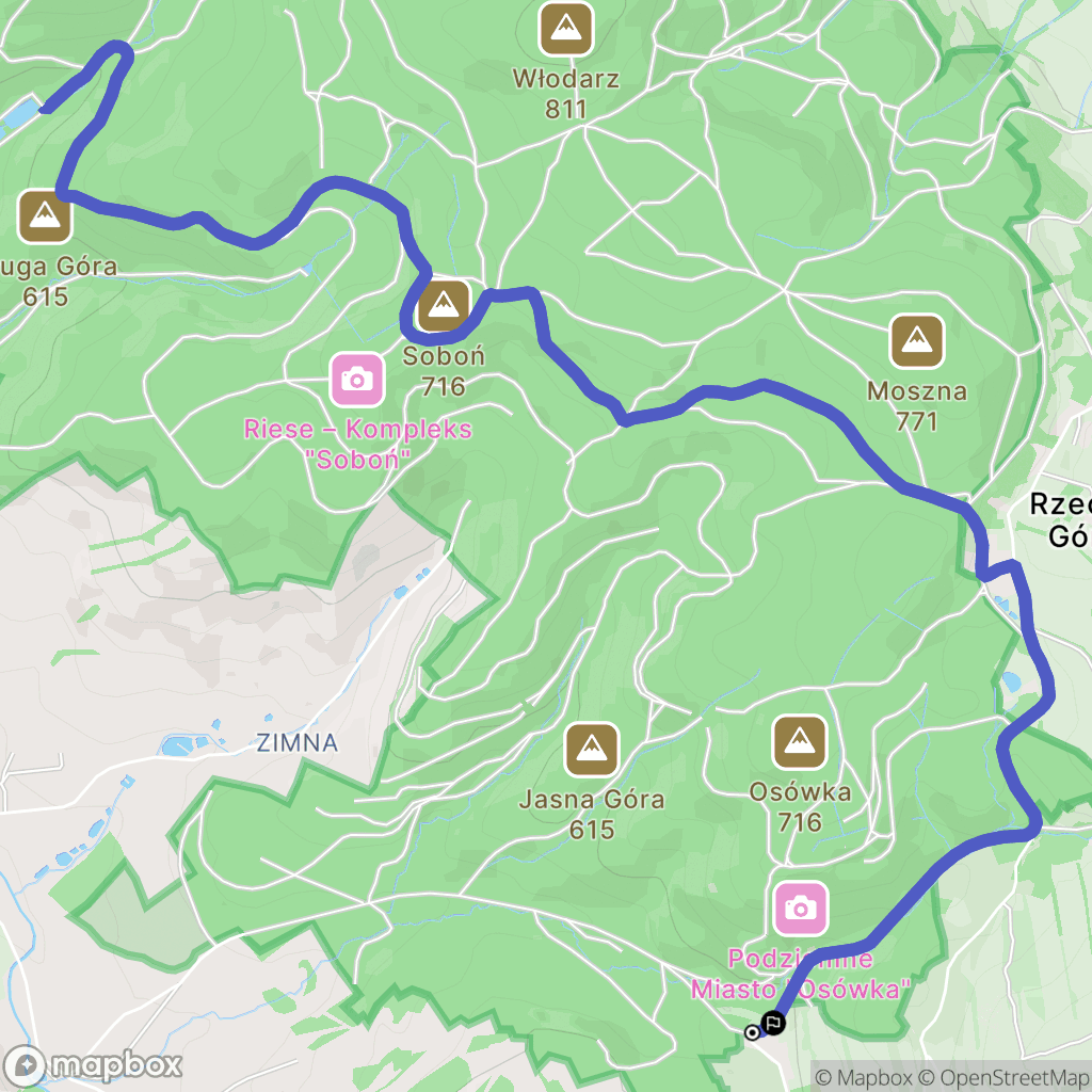 Głuszyca: mapa trasy - Poland