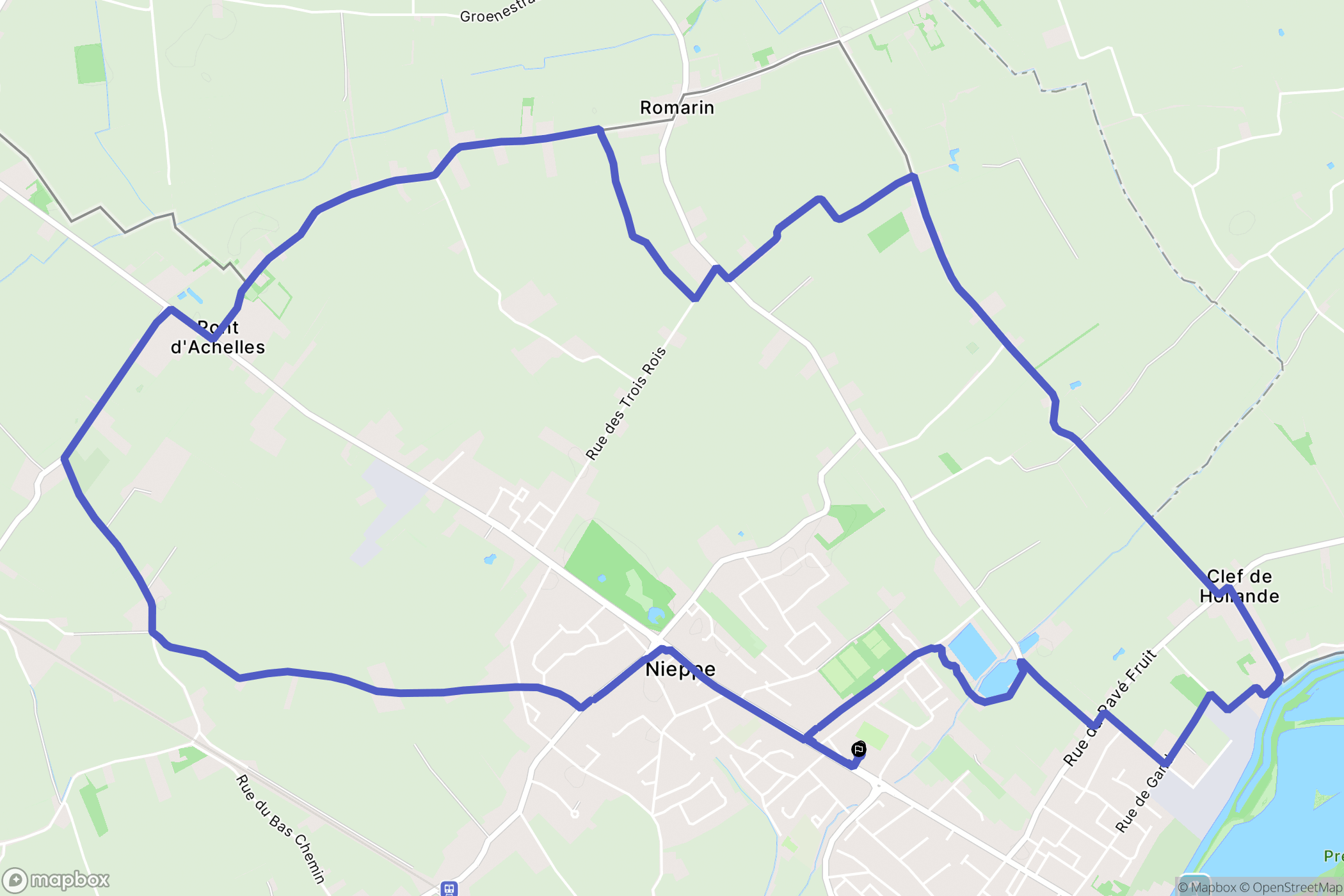 Nieppe : carte du parcours de randonnée - France