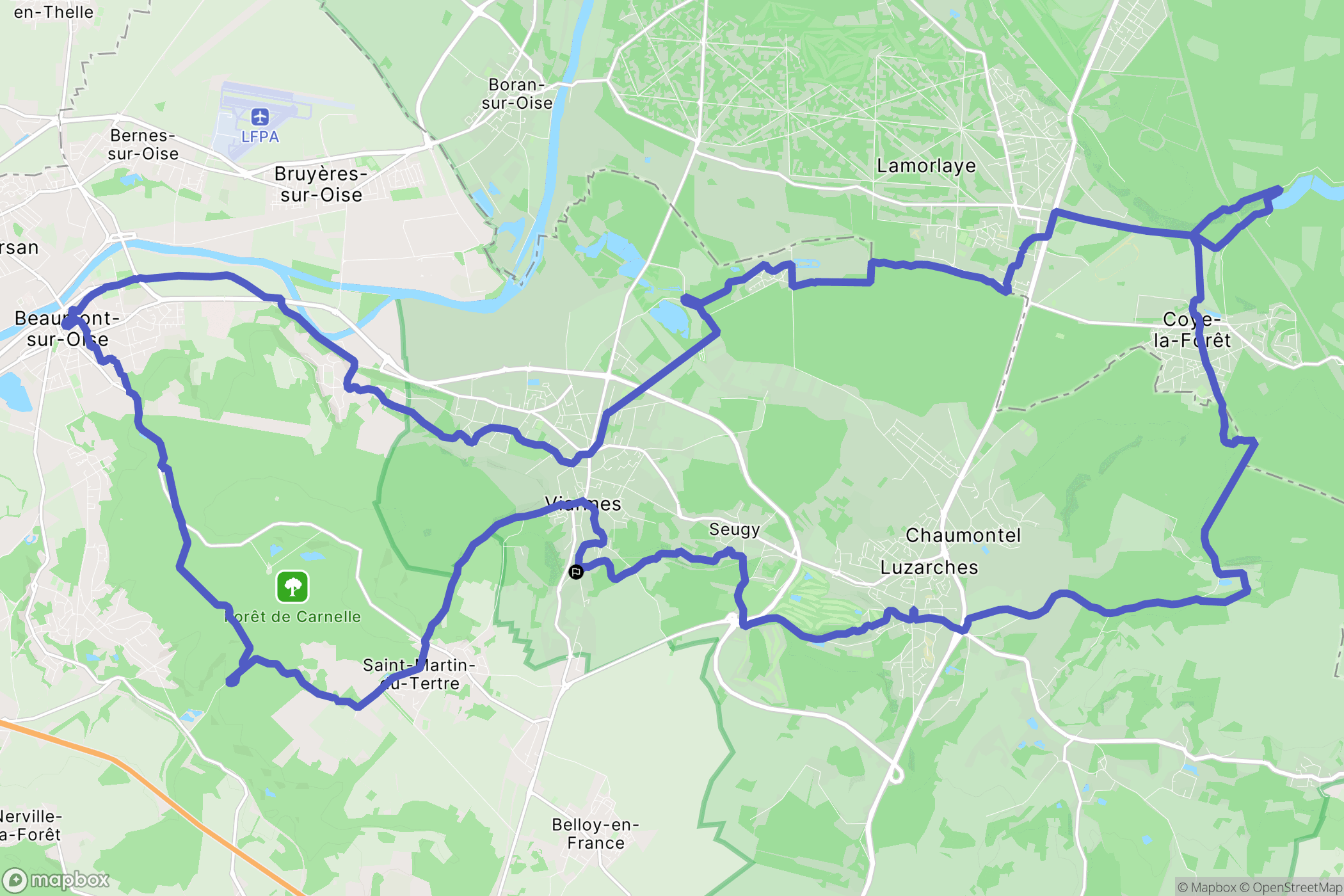 Viarmes : carte du parcours de randonnée - France