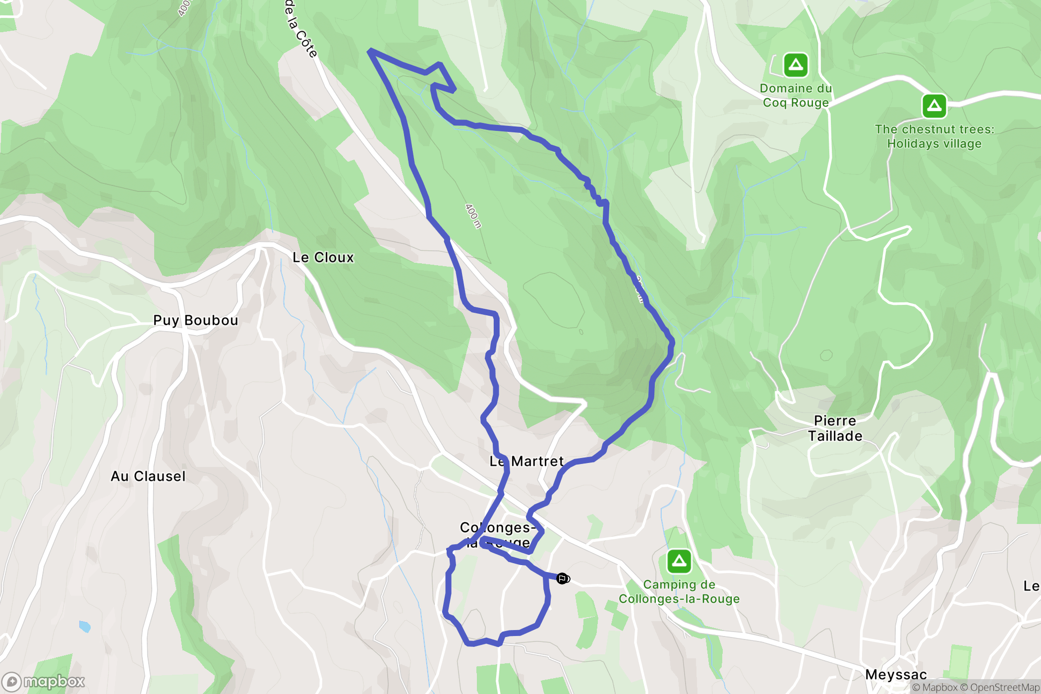 Collonges-la-Rouge : carte du parcours de randonnée - France