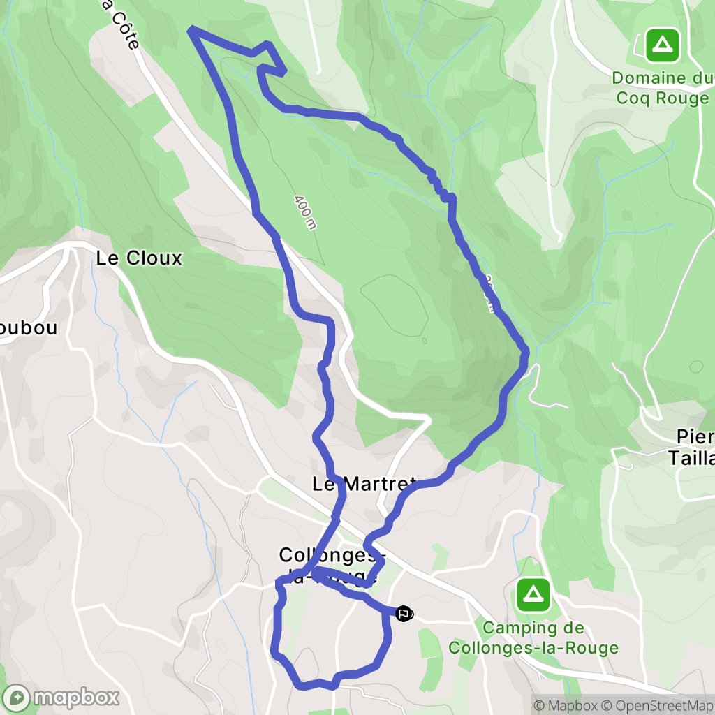 Collonges-la-Rouge : carte du parcours de randonnée - France