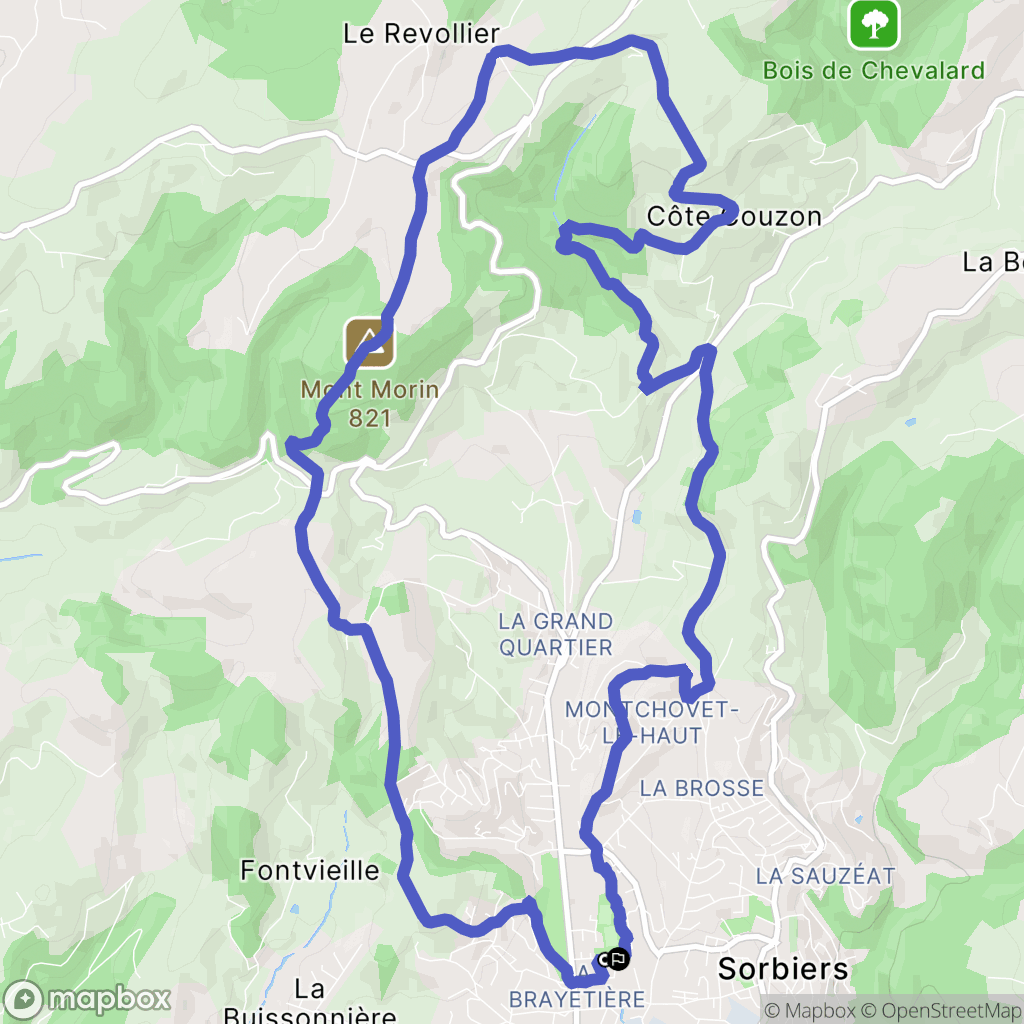 Sorbiers : carte du parcours de randonnée - France