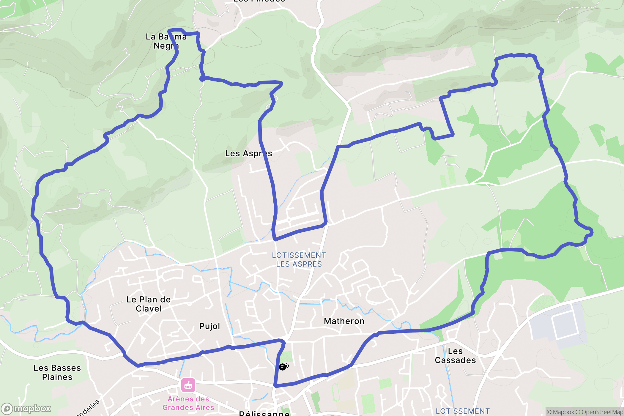 Pélissanne : carte du parcours de randonnée - France
