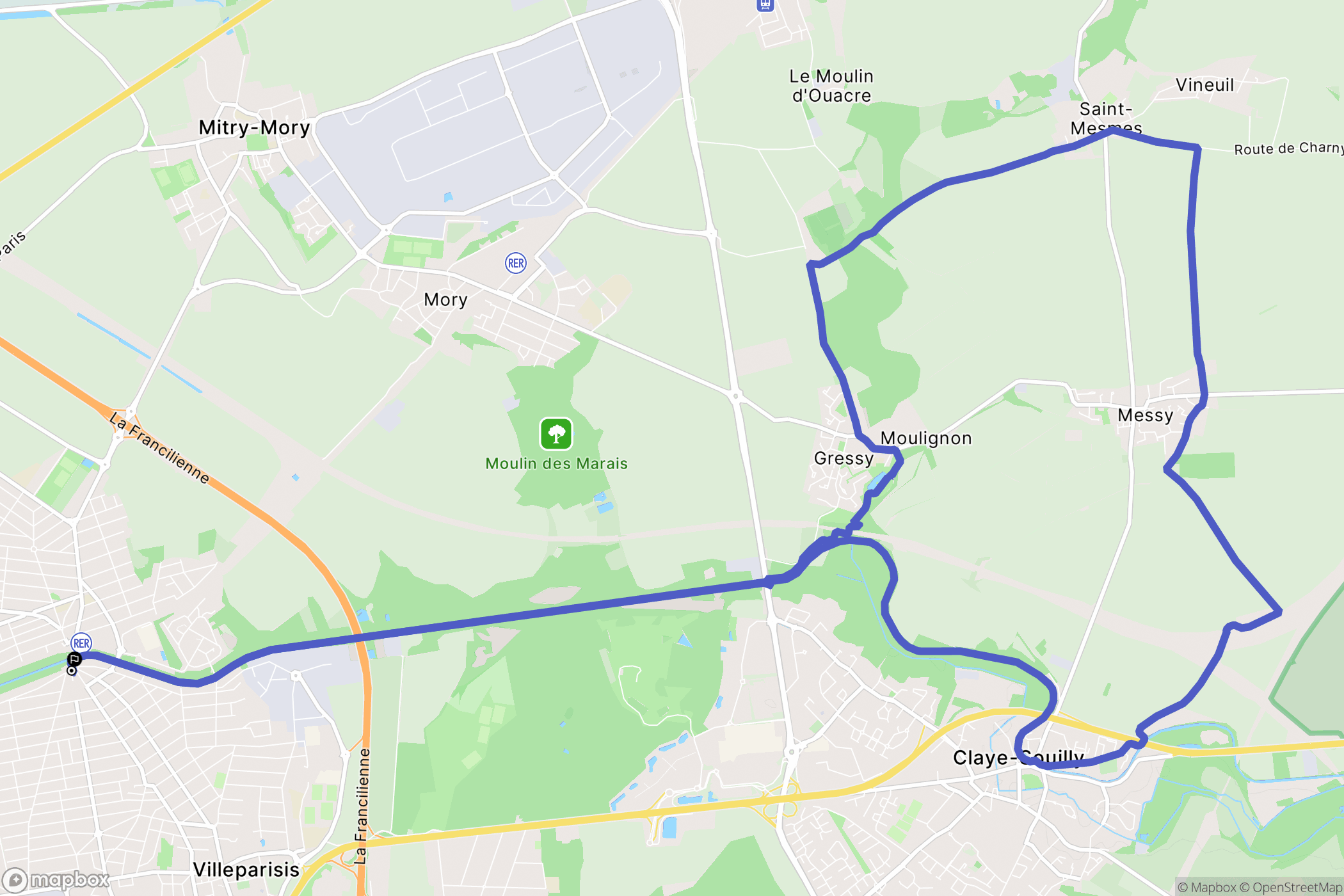 Villeparisis : carte du parcours de randonnée - France