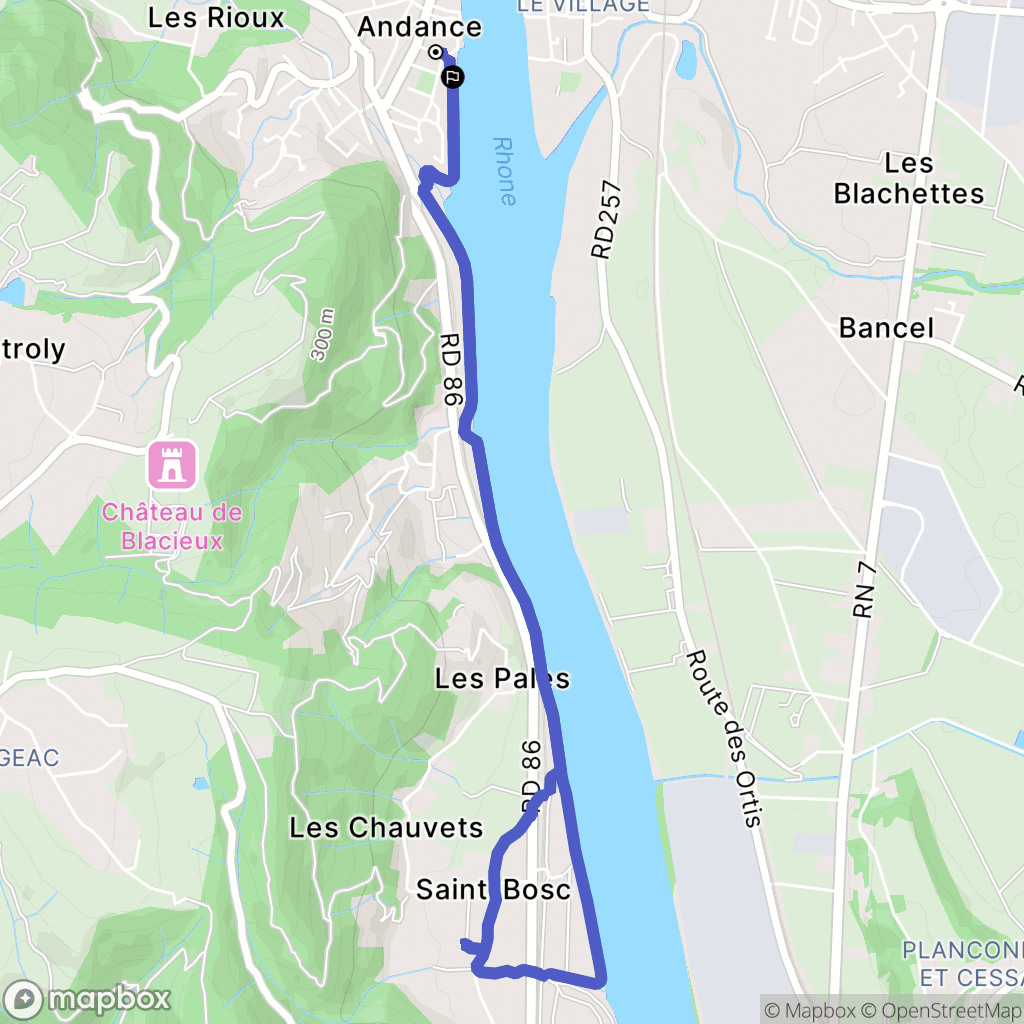 Andance : carte du parcours de randonnée - France